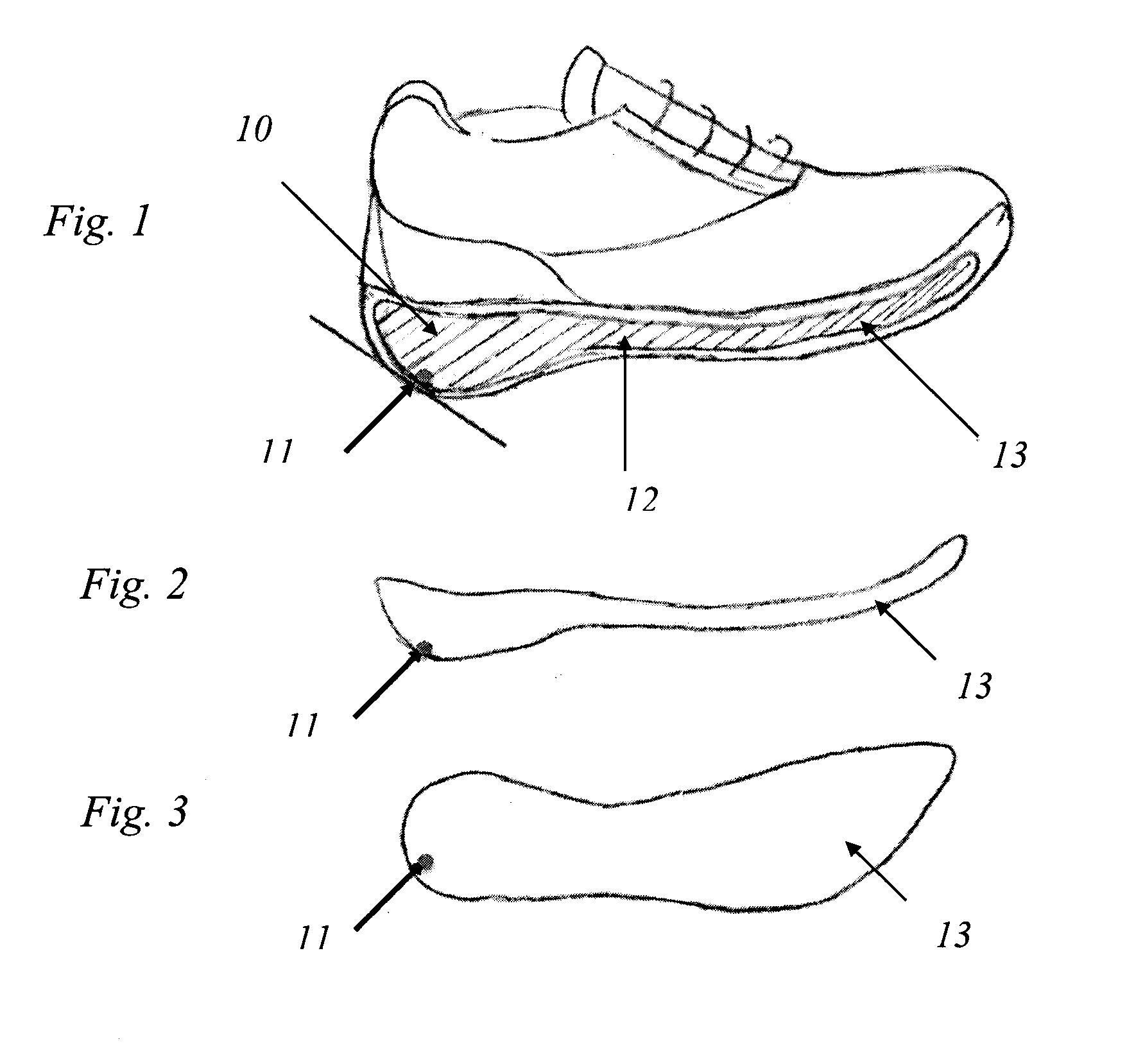 Soft heel running shoe