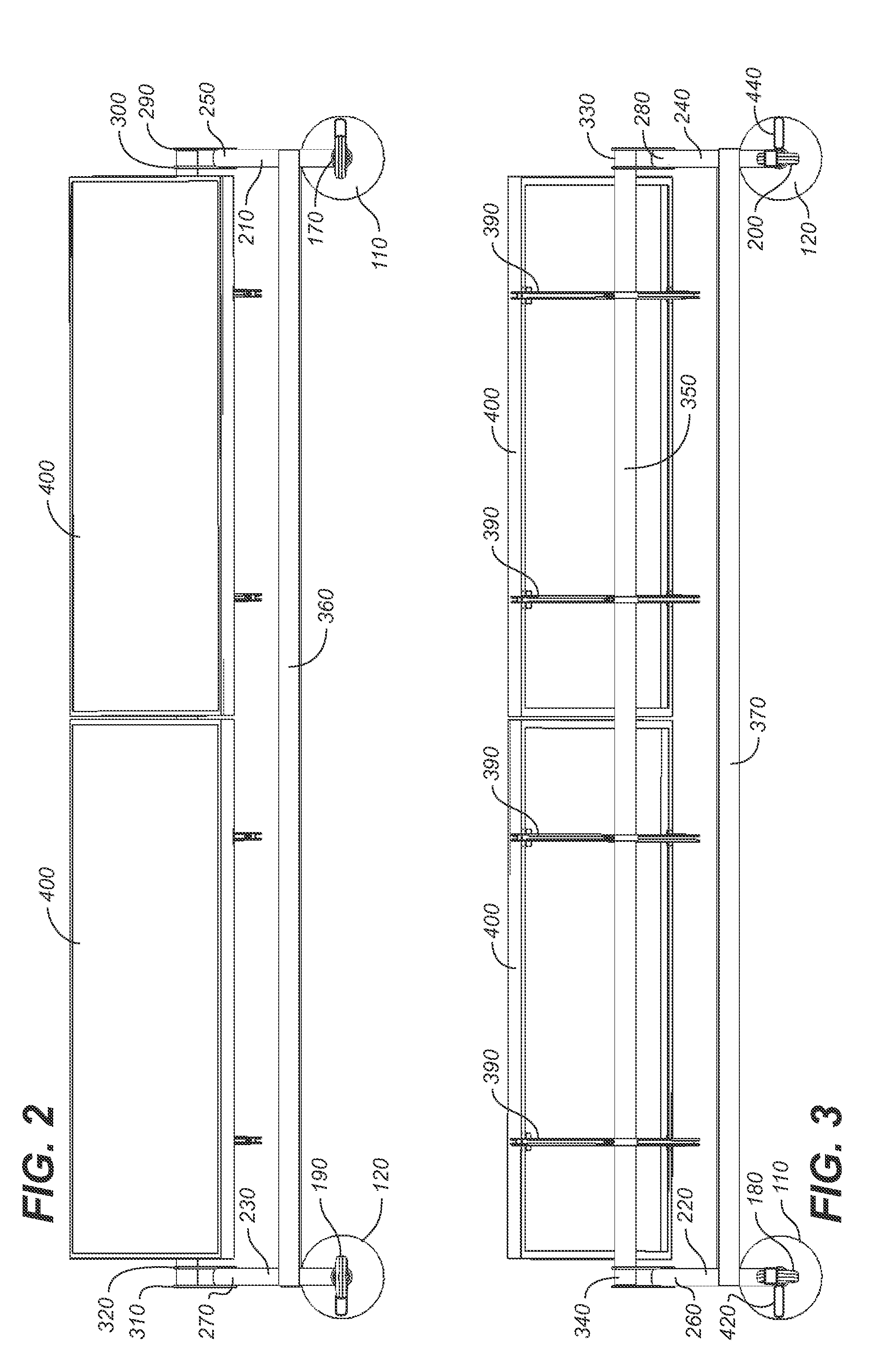 Floating support structure for a solar panel array