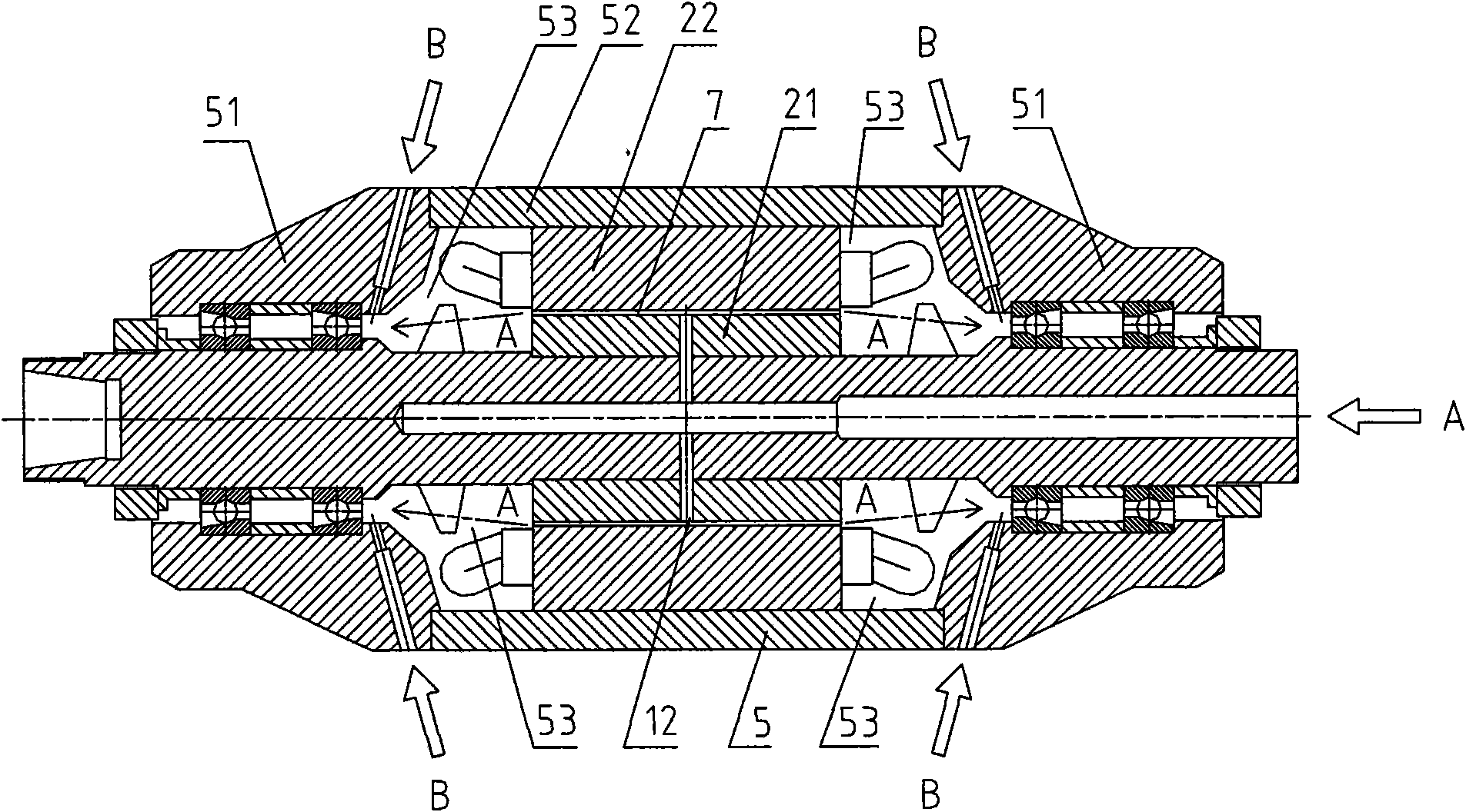 Built-in cooling device of high-speed rotary main shaft