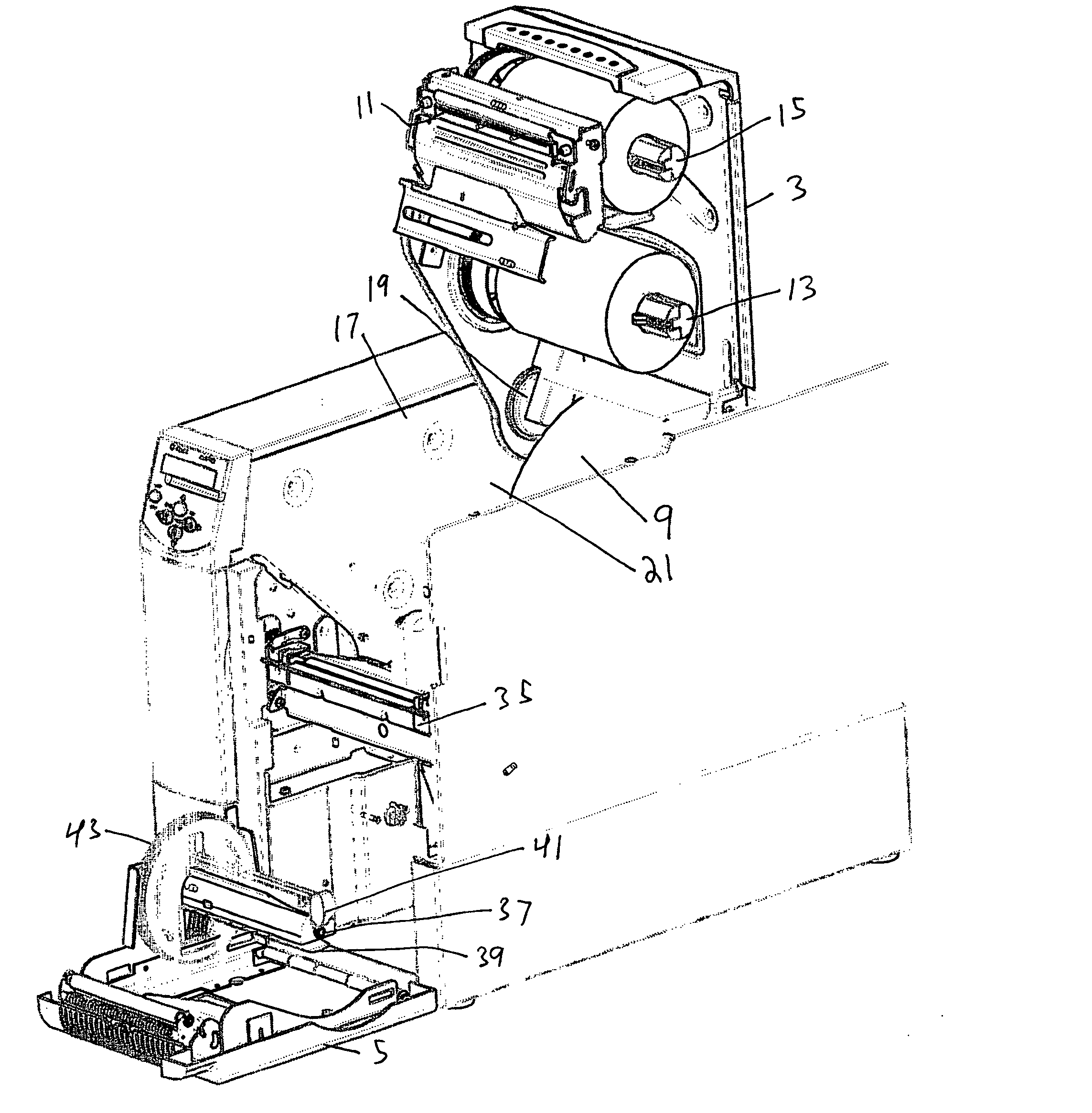 Front loading printer with center justified print