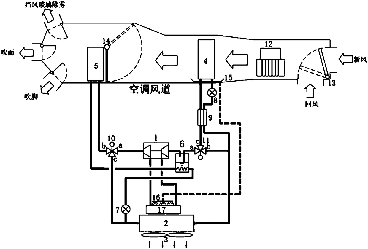 Heat pump air conditioning system for electric vehicle