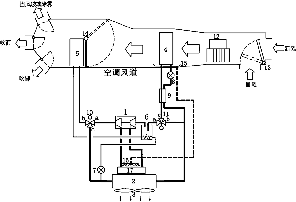 Heat pump air conditioning system for electric vehicle