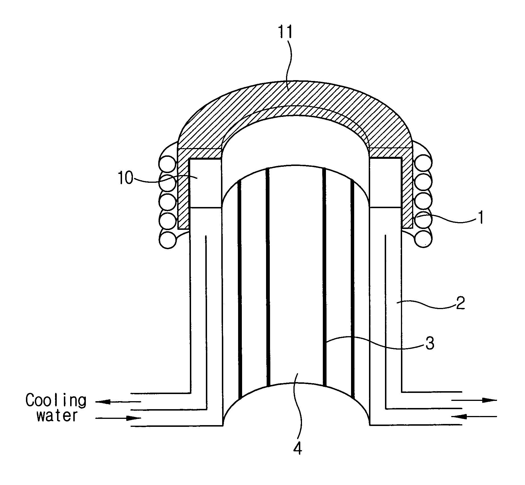 Electromagnetic continuous casting apparatus for materials possessing high melting temperature and low electric conductance