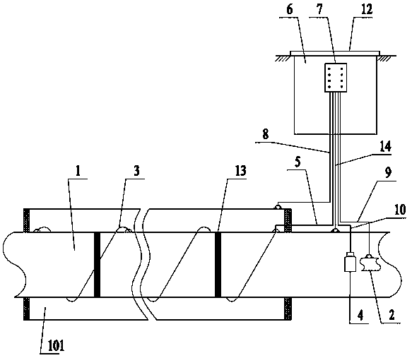 In-casing ribbon magnesium anode anti-corrosion mounting structure and corrosion degree detecting method