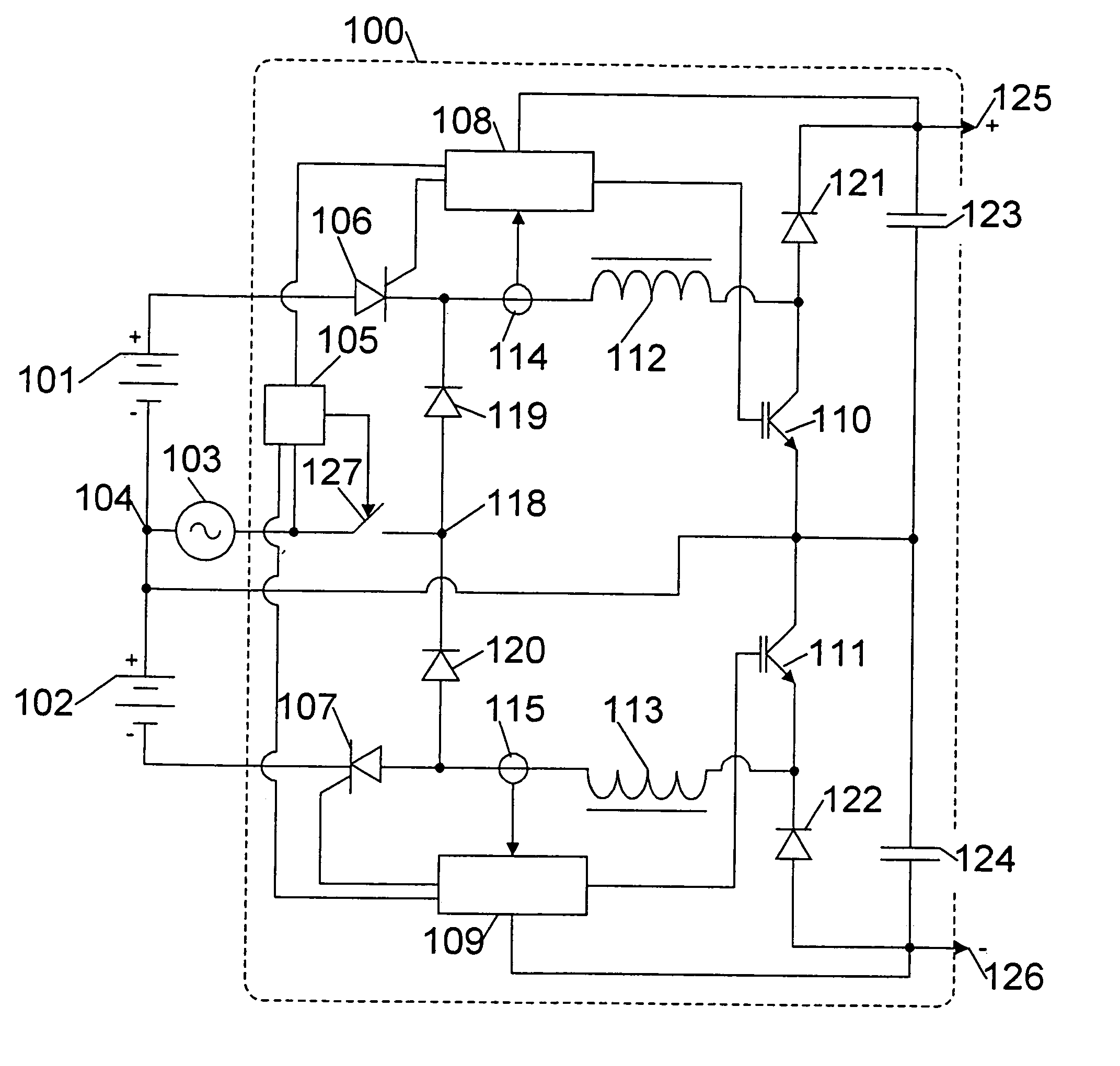 Combined AC-DC to DC converter