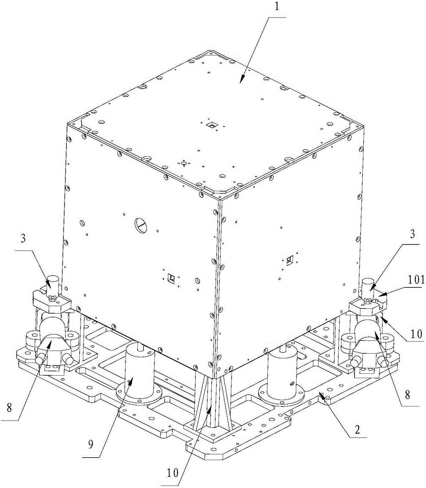 Separating device and satellite and rocket separating device with buffering structure