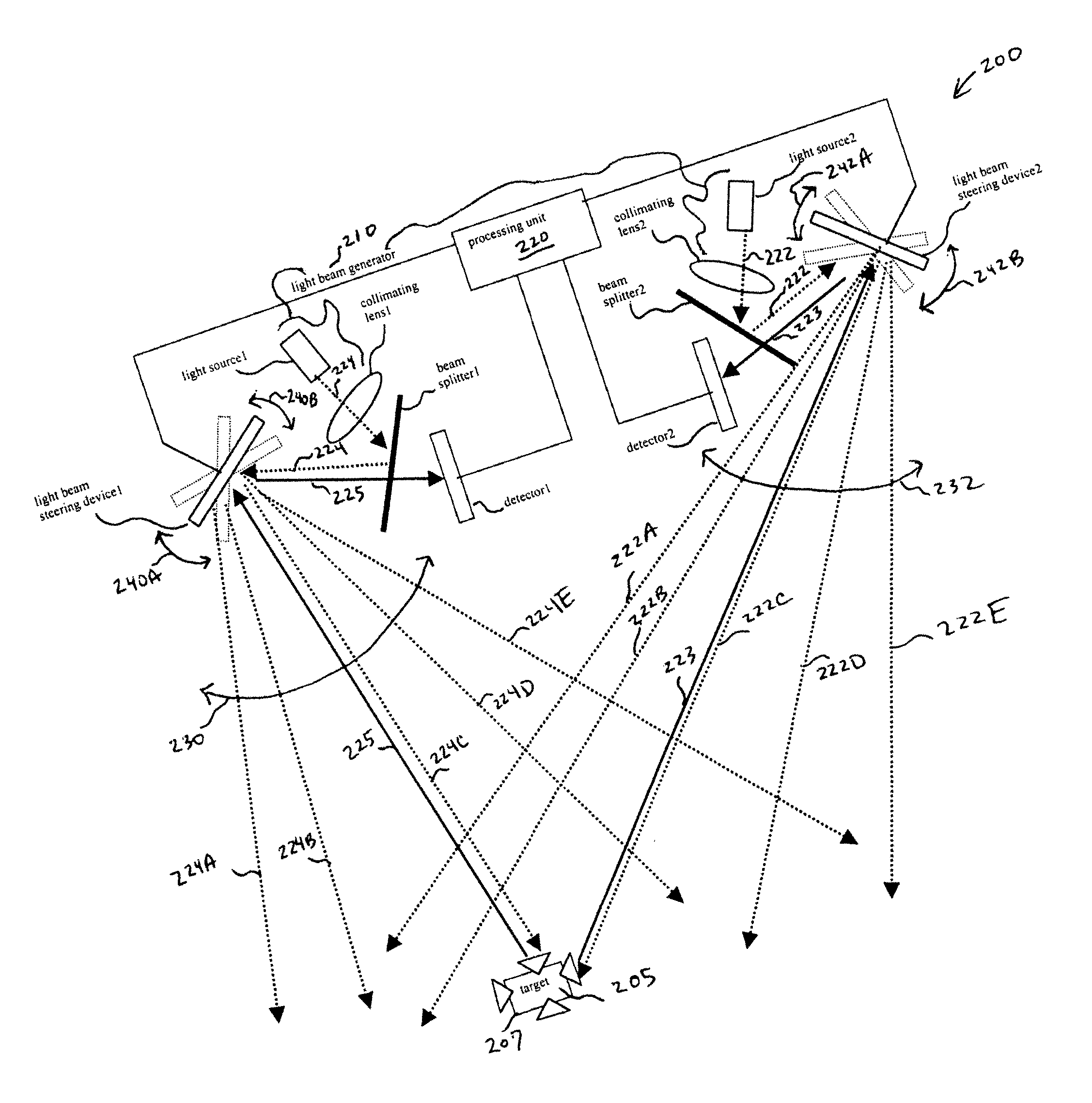 Method and system for optically tracking a target using a triangulation technique