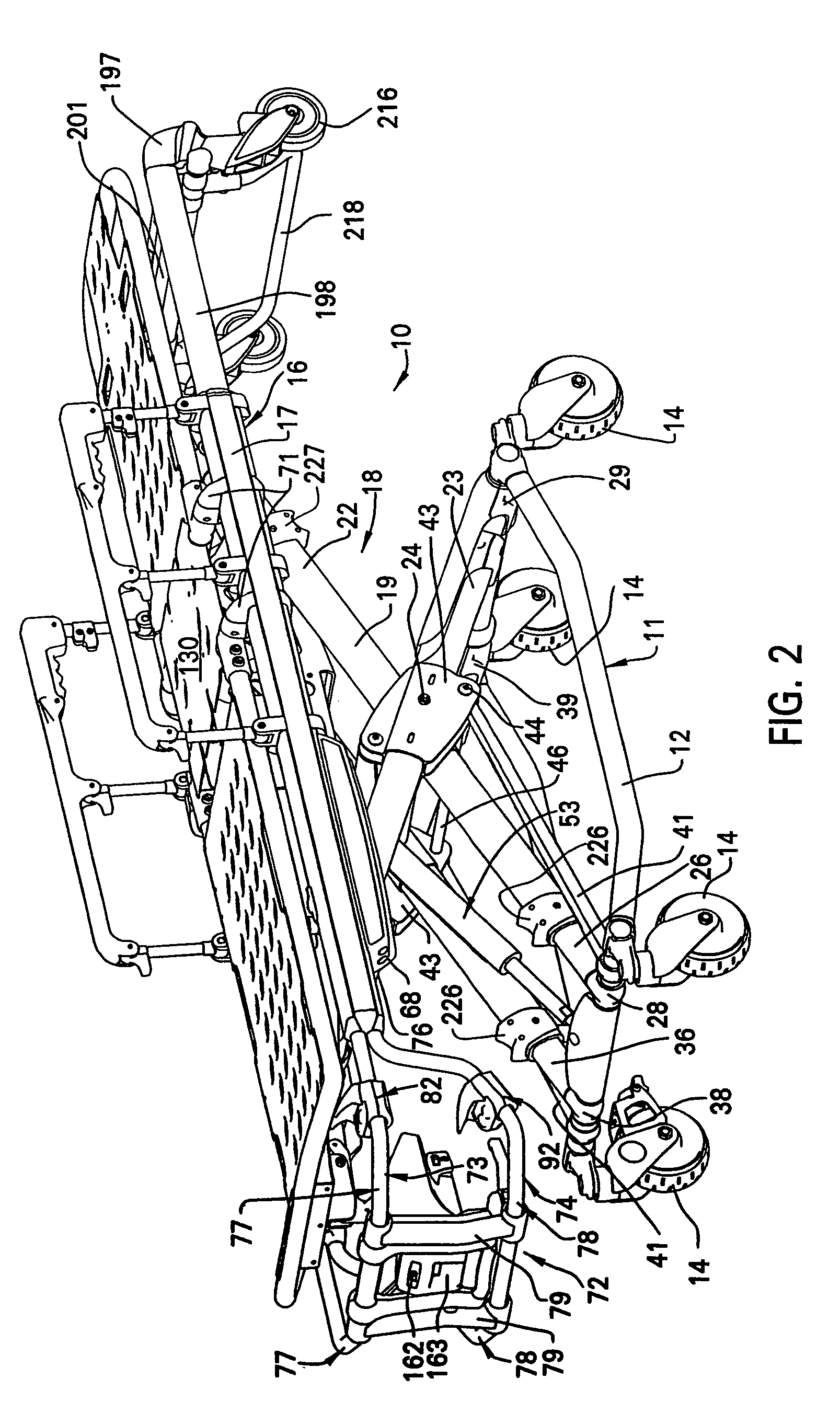 Ambulance cot and hydraulic elevating mechanism therefor