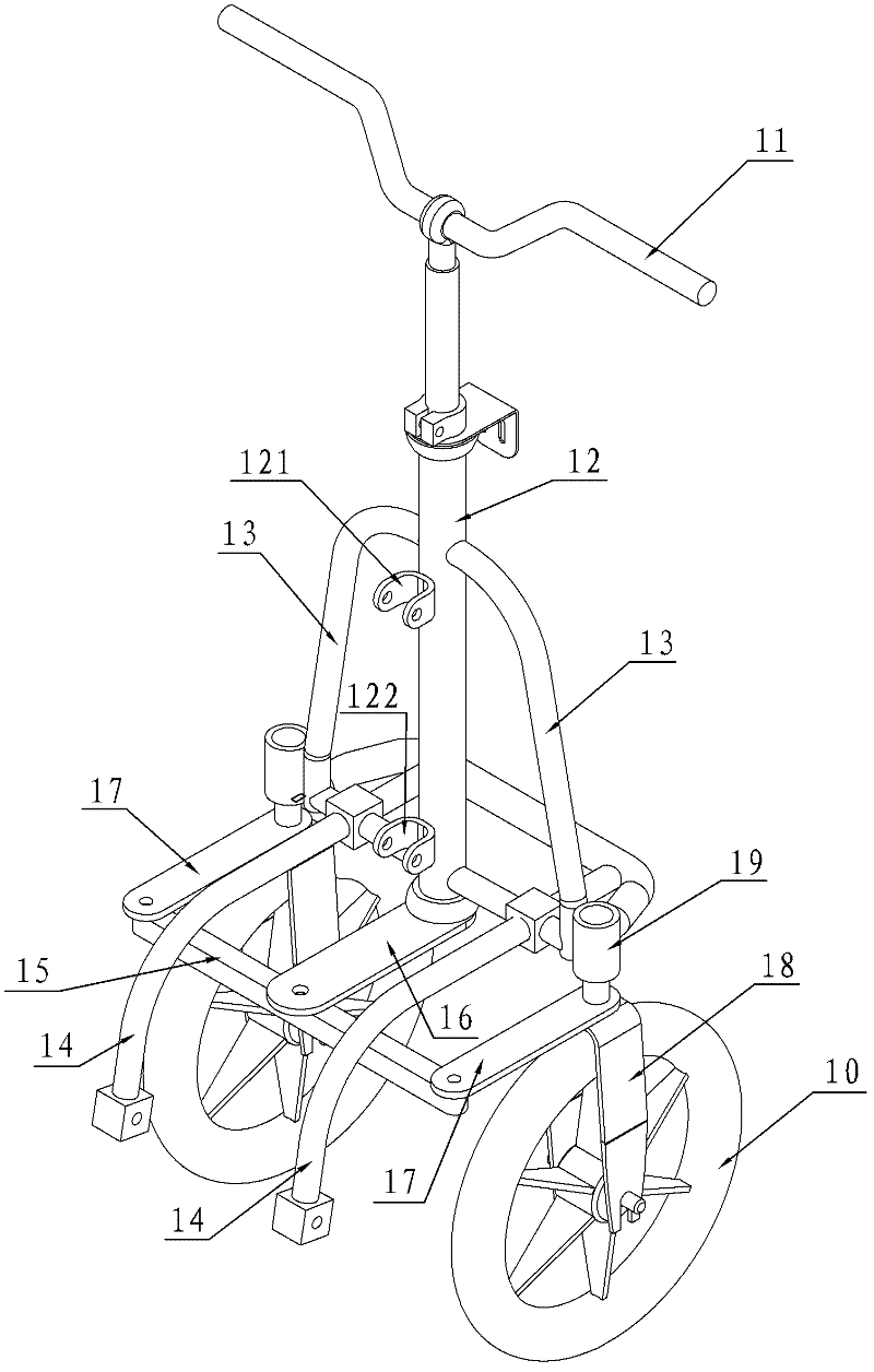 Rear frame part of foldable two-seated four-wheel electric motor car