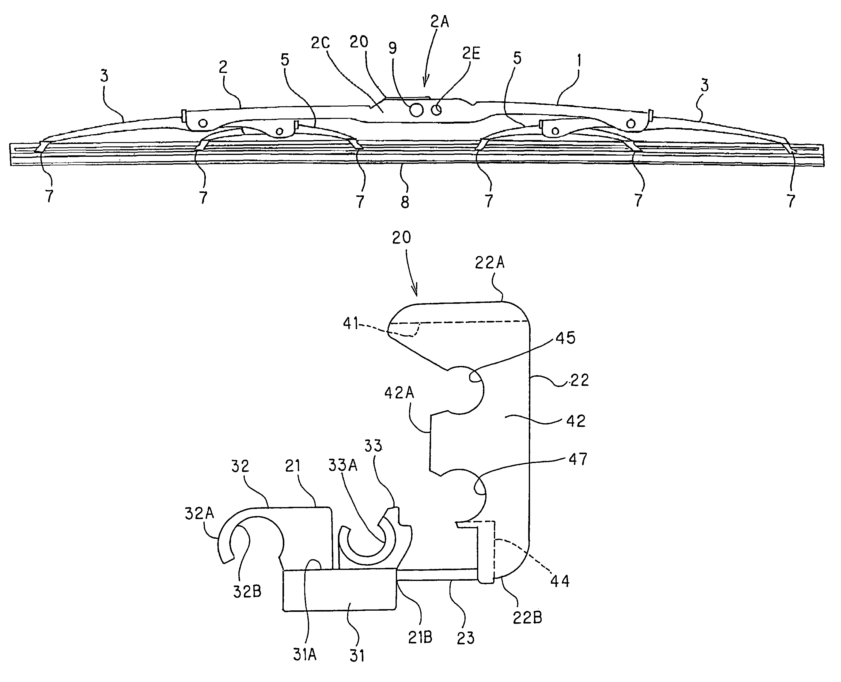 Connector for securing wiper blade to wiper arm and wiper blade assembly