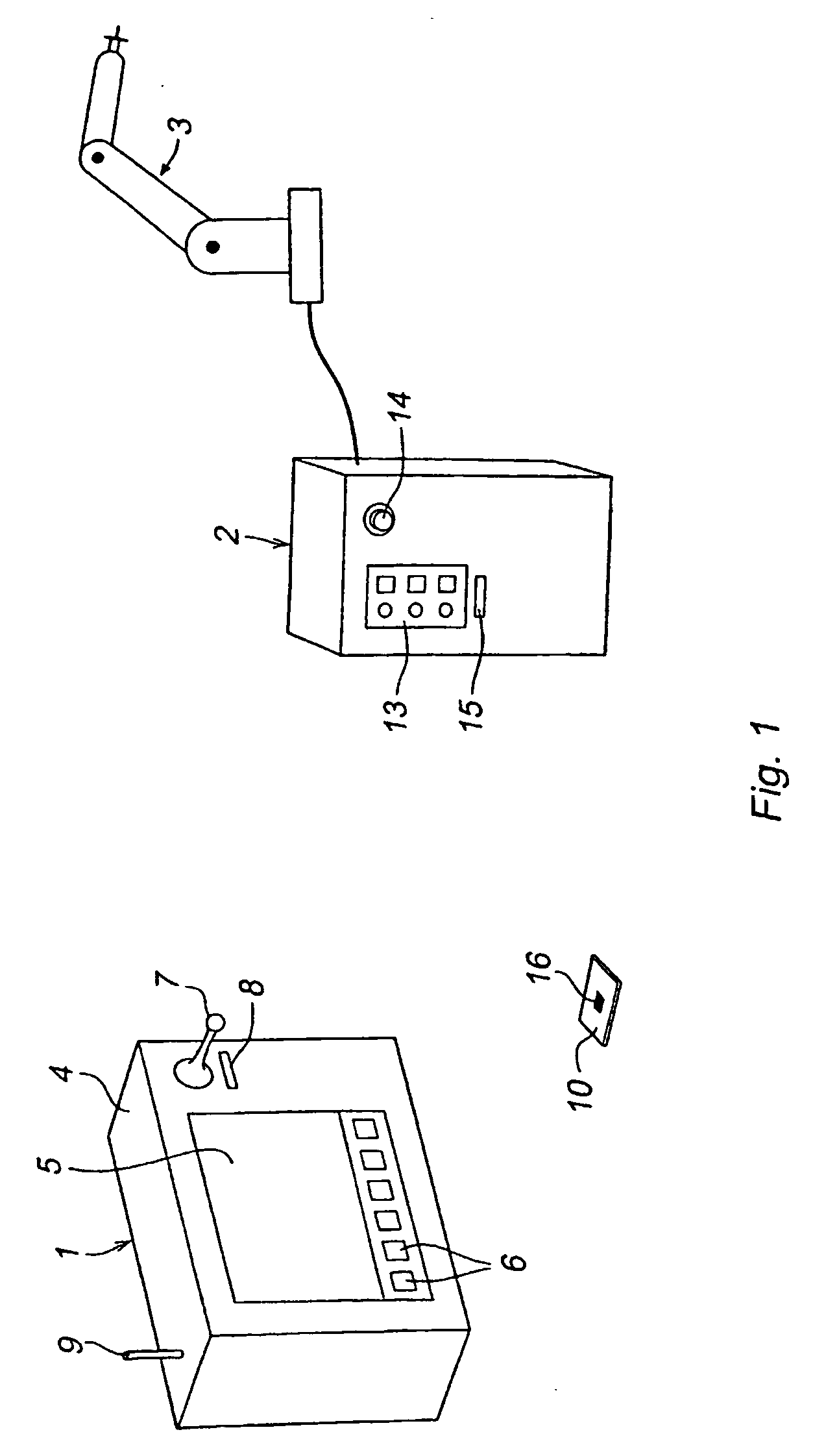 Industrial robot comprising a portable operating unit which a movable key device for identification of the robot