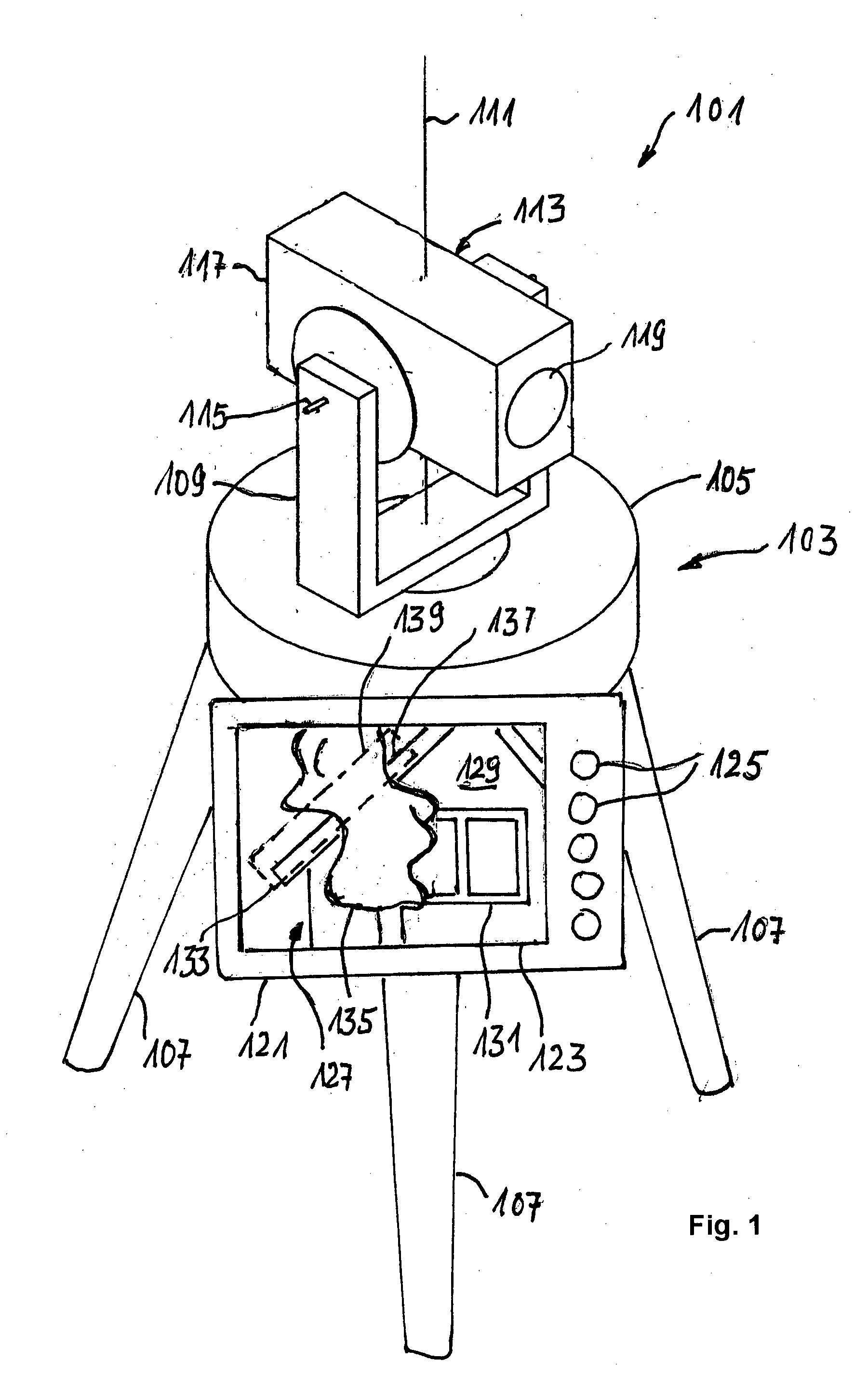 Surveying apparatus and method of analyzing measuring data