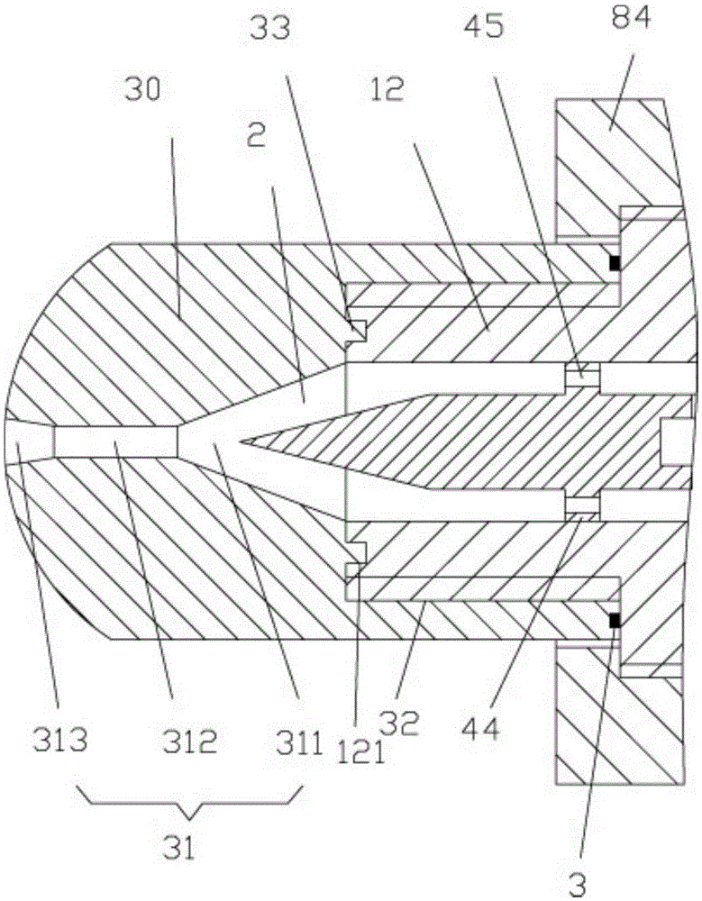 Filter type spray nozzle for injection molding machine