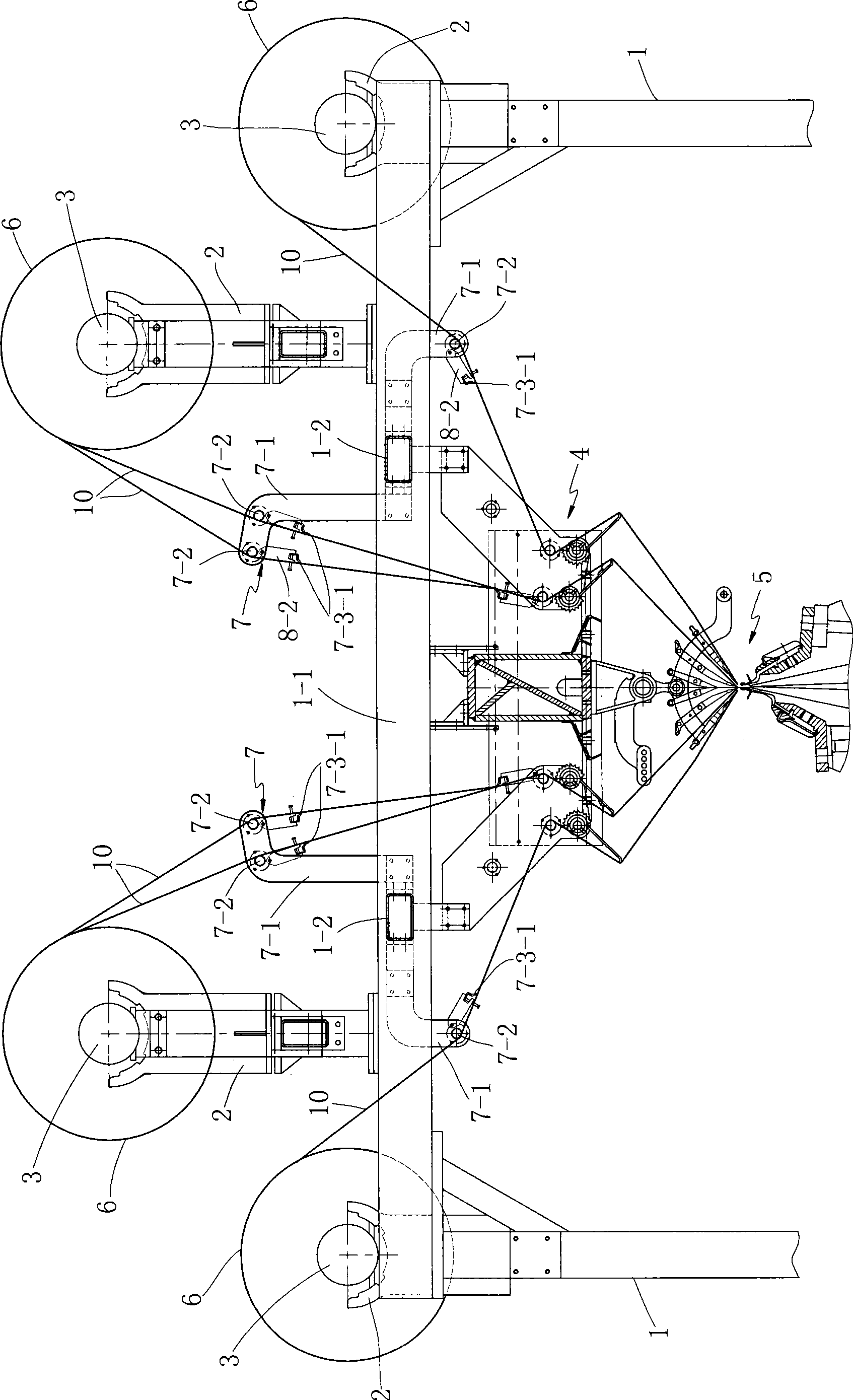 Warp let-off device of double rib warp loom