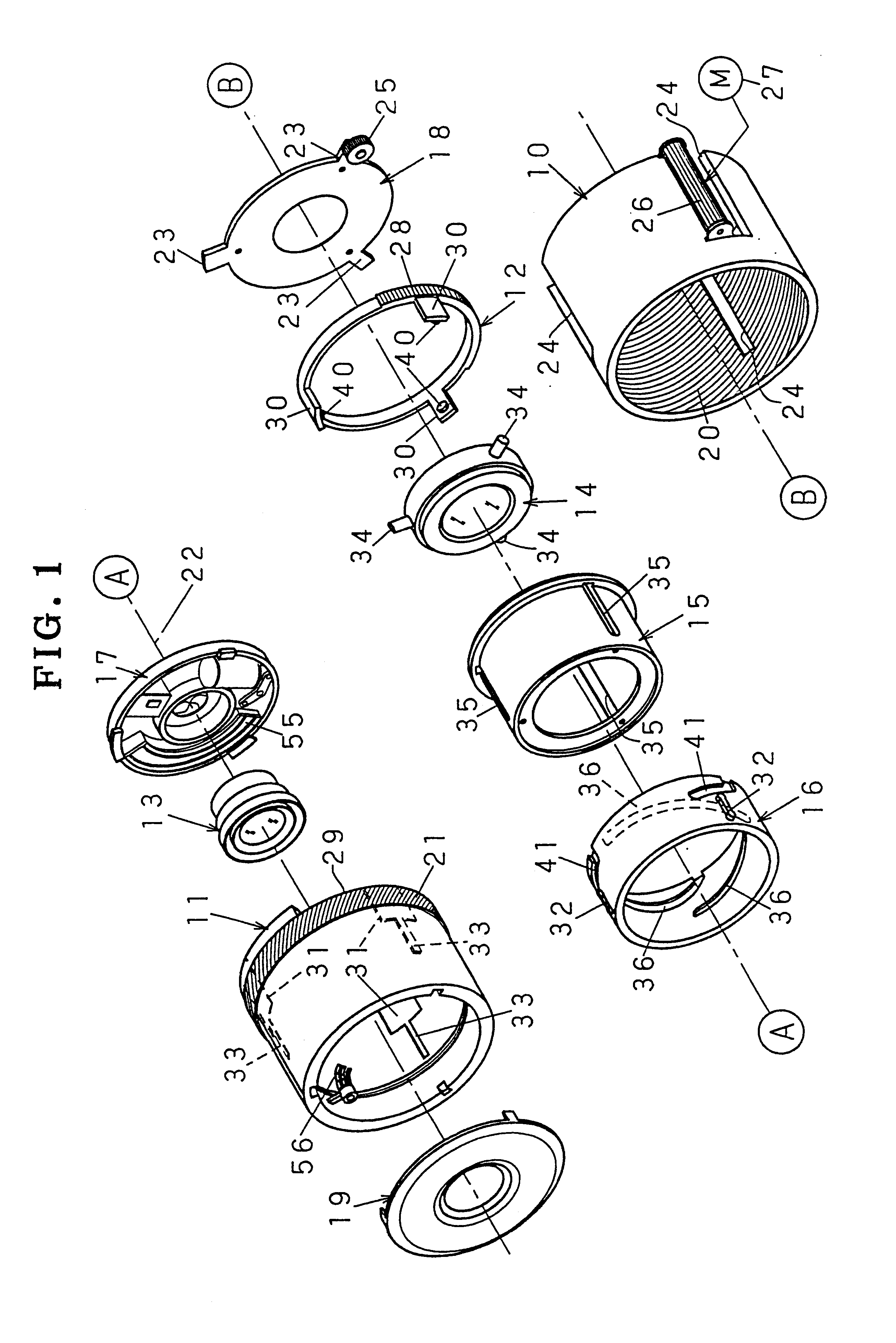 Zoom lens device with zooming position detector