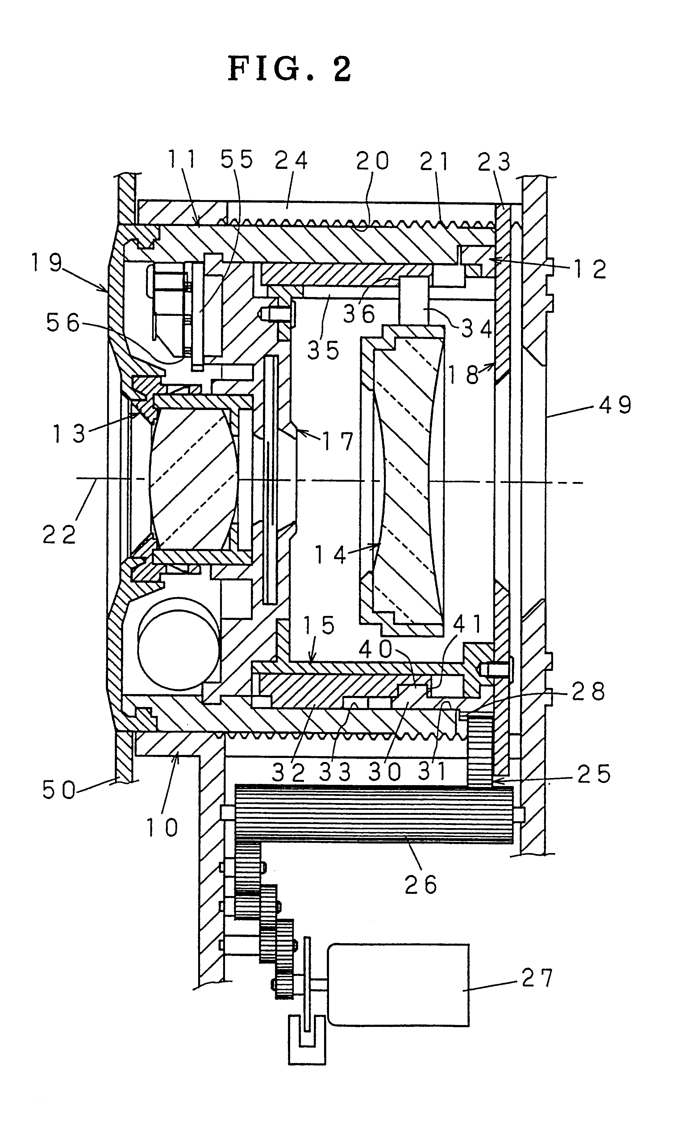 Zoom lens device with zooming position detector