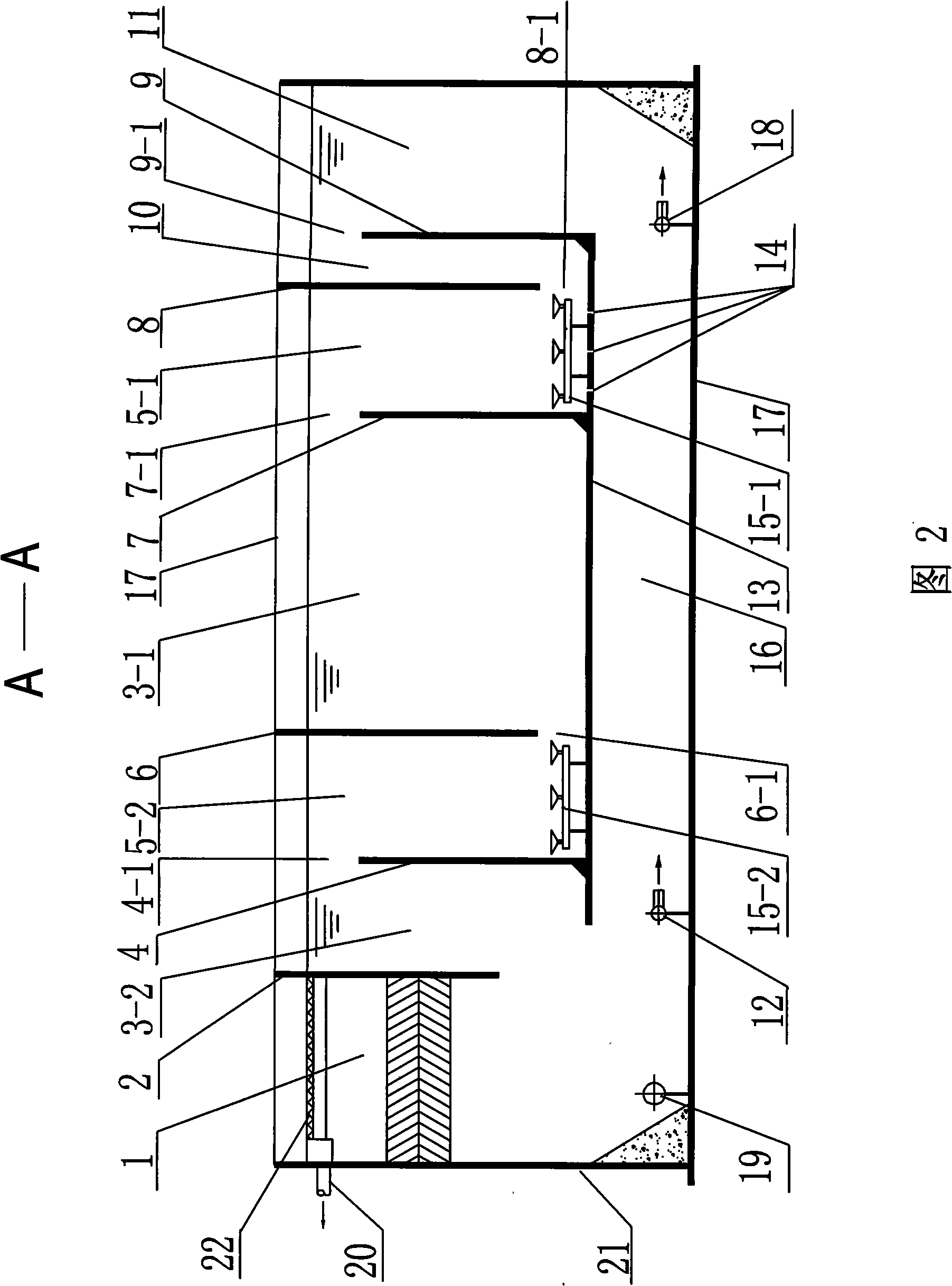 Zanjon type gas-lift stream-pull tridimensional circulation type inversion A&lt;2&gt;O integral co-construction oxidation ditch