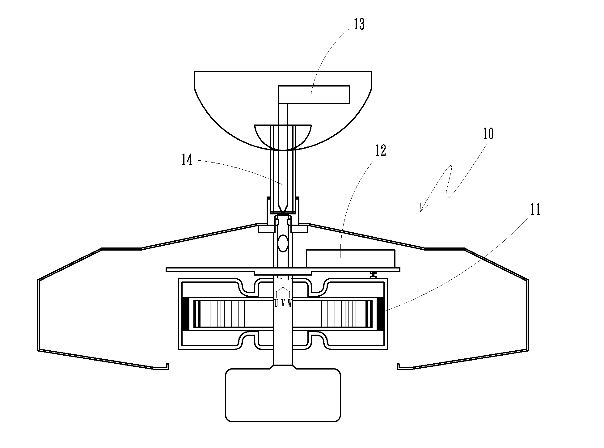 Wireless signal transmission device for a DC brushless ceiling fan motor