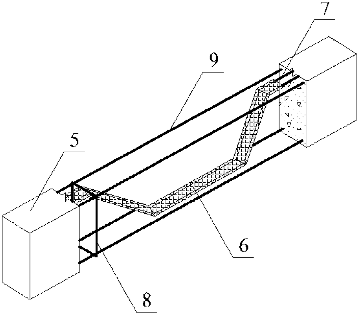 A built-in damped beam member with earthquake resistance and self-healing properties