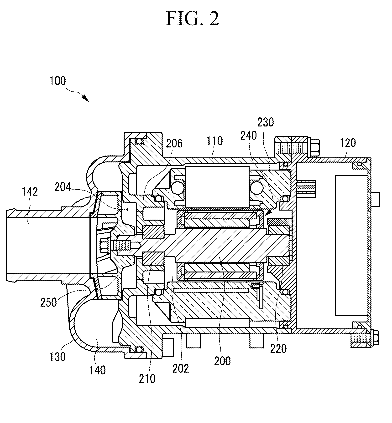 Water pump provided with a bearing