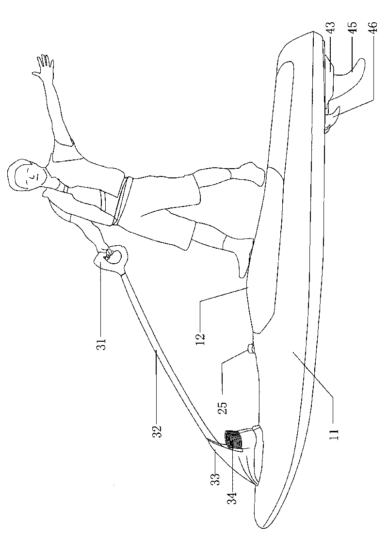 Petrol engine power surfboard with improved structure