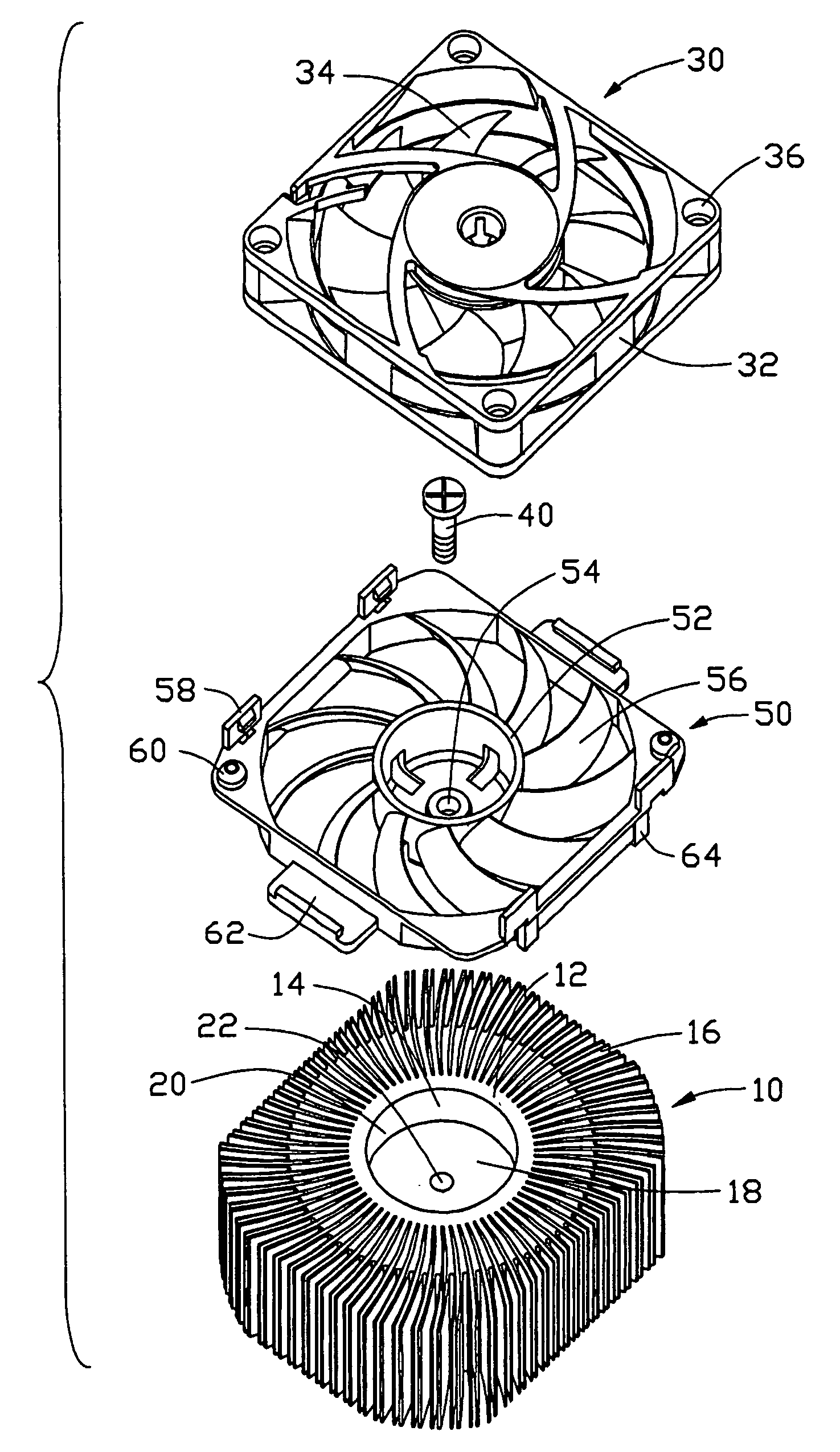 Radiator including a heat sink and a fan