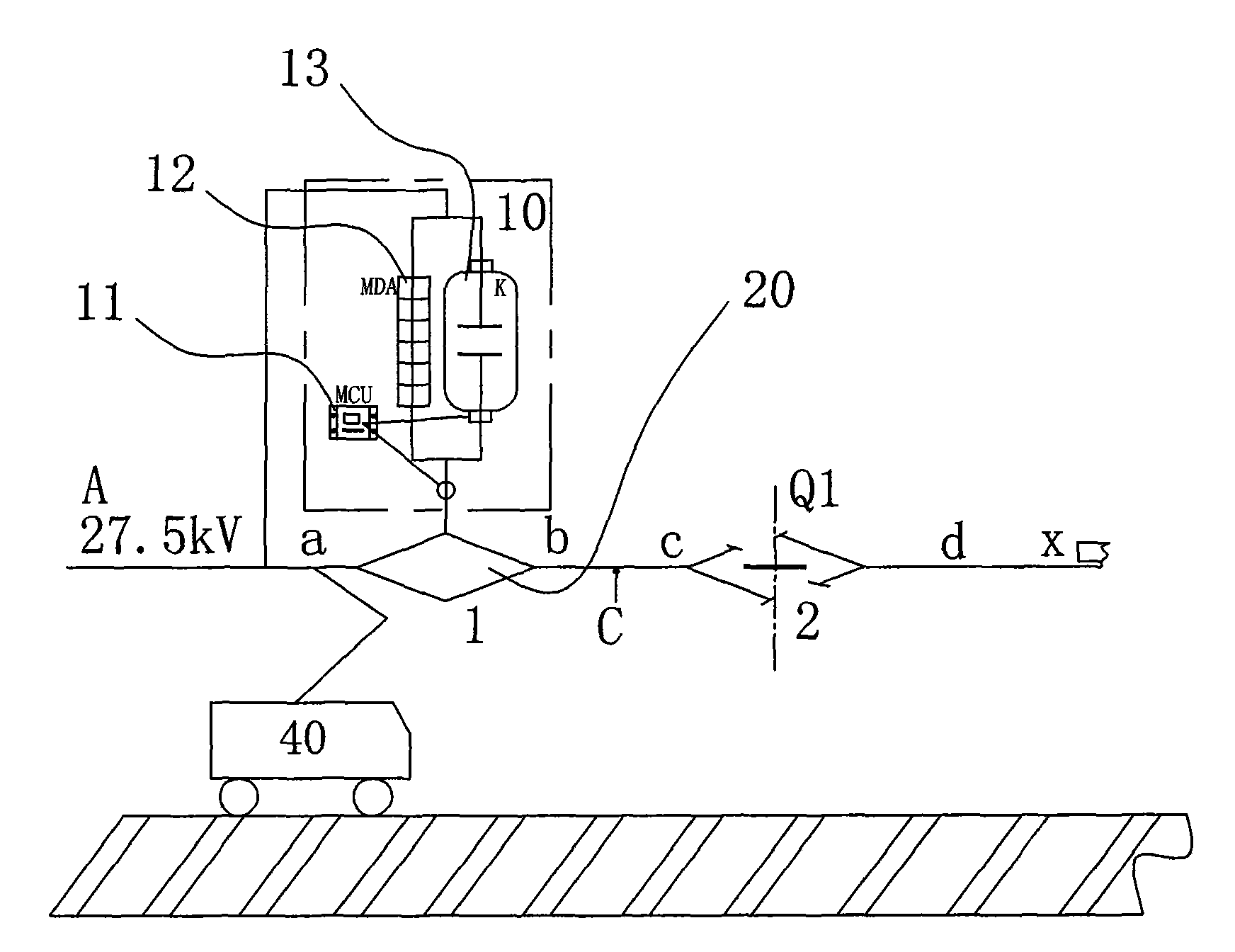 Arc extinguishing control device for contact net