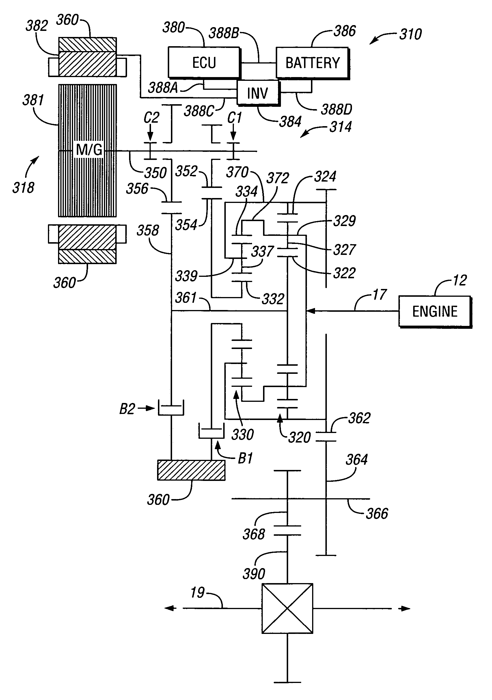 Hybrid electro-mechanical transmission with single motor/generator and method of control