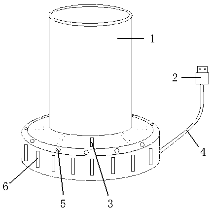 Pen container with USB (universal serial bus) ports