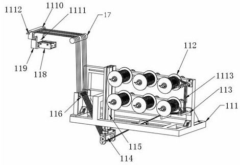 Injection molding feeding machine for vertical hook of jacquard machine assembly