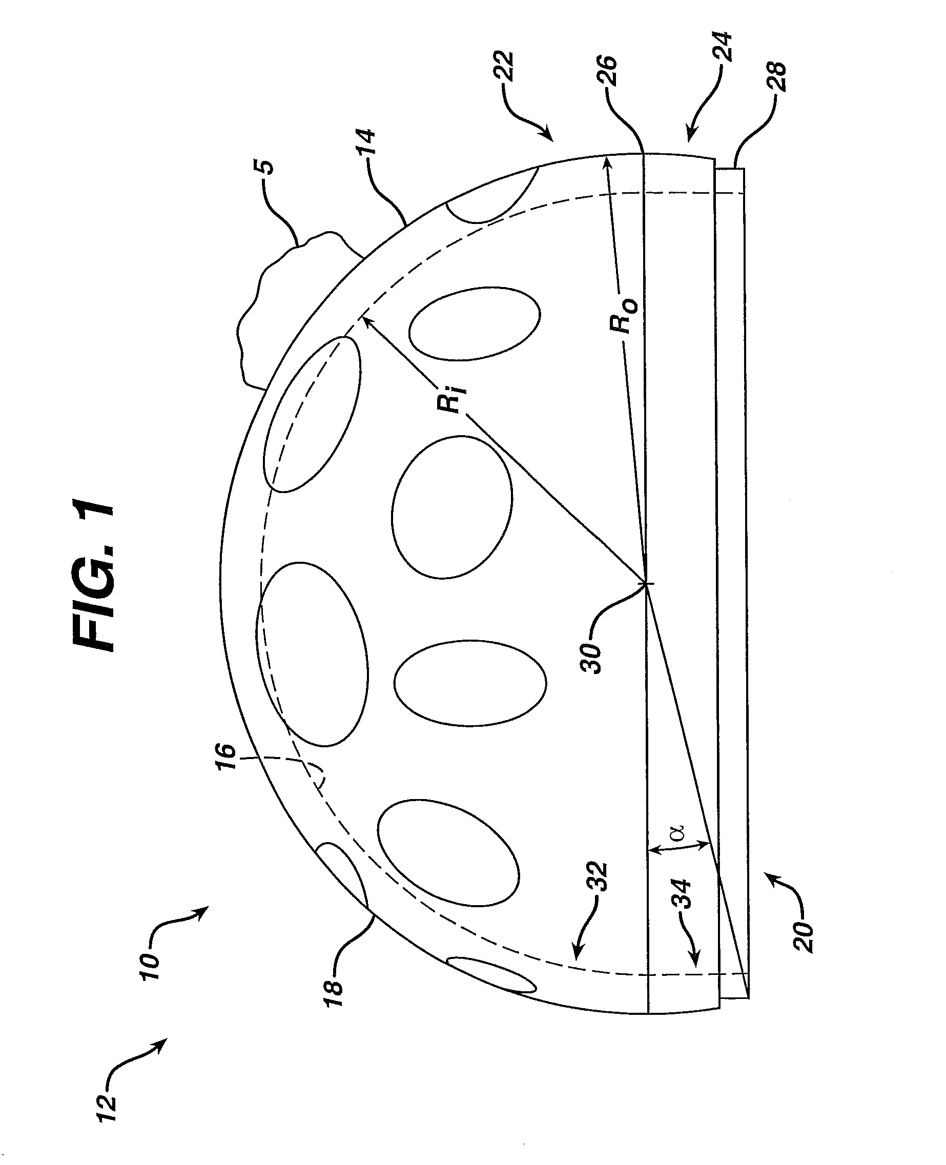 Extended radius prosthesis and associated method