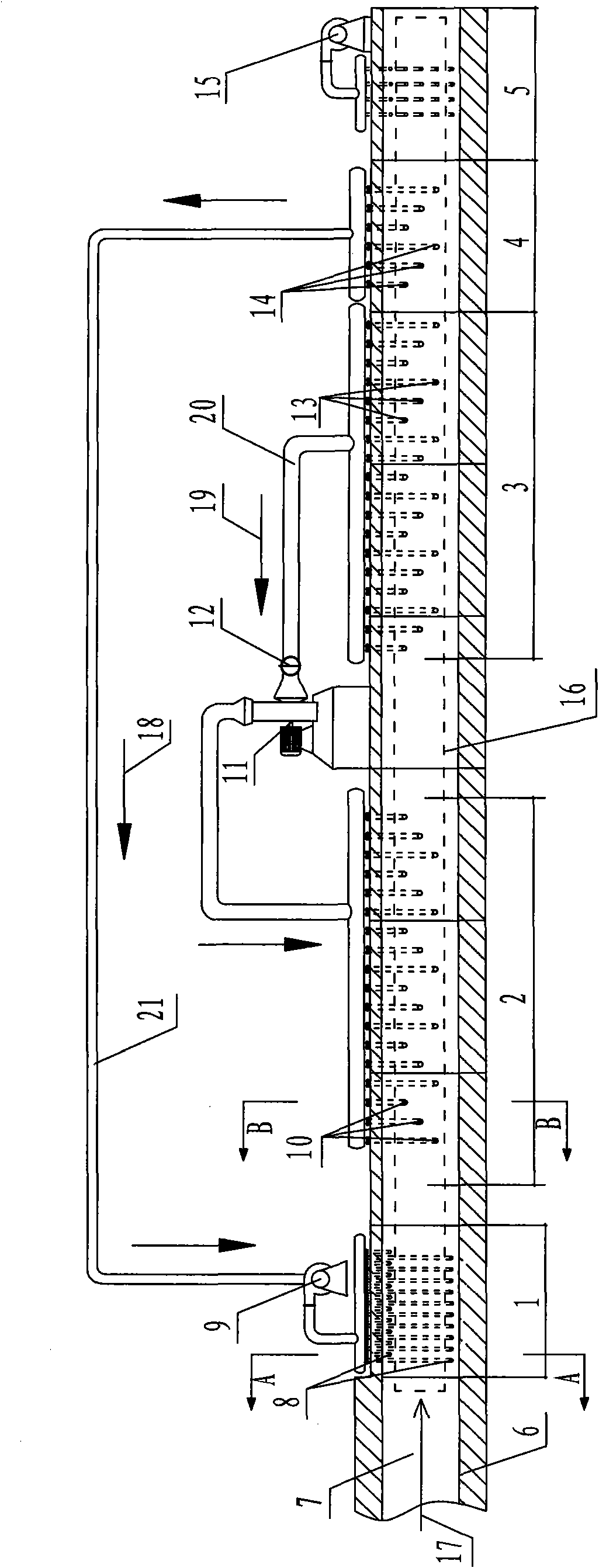 Annealing and cooling treatment system for two-stage hot wind circulation of glass ceramic tunnel crystallization kiln