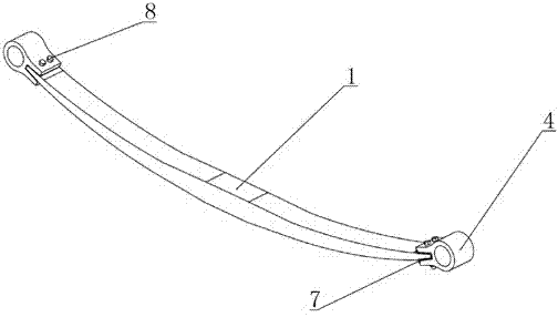 Connecting method for lifting lug and automobile composite material plate spring and connecting element for connecting method