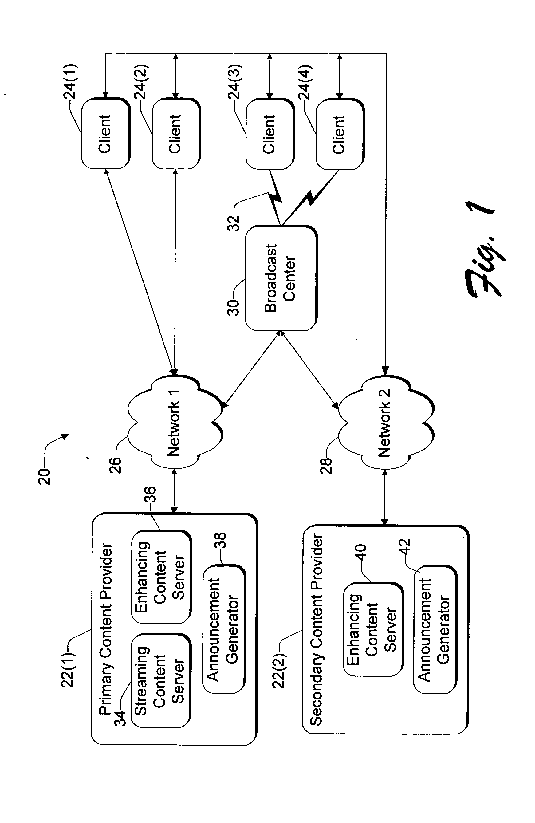 System and method for synchronizing streaming content with enhancing content using pre-announced triggers