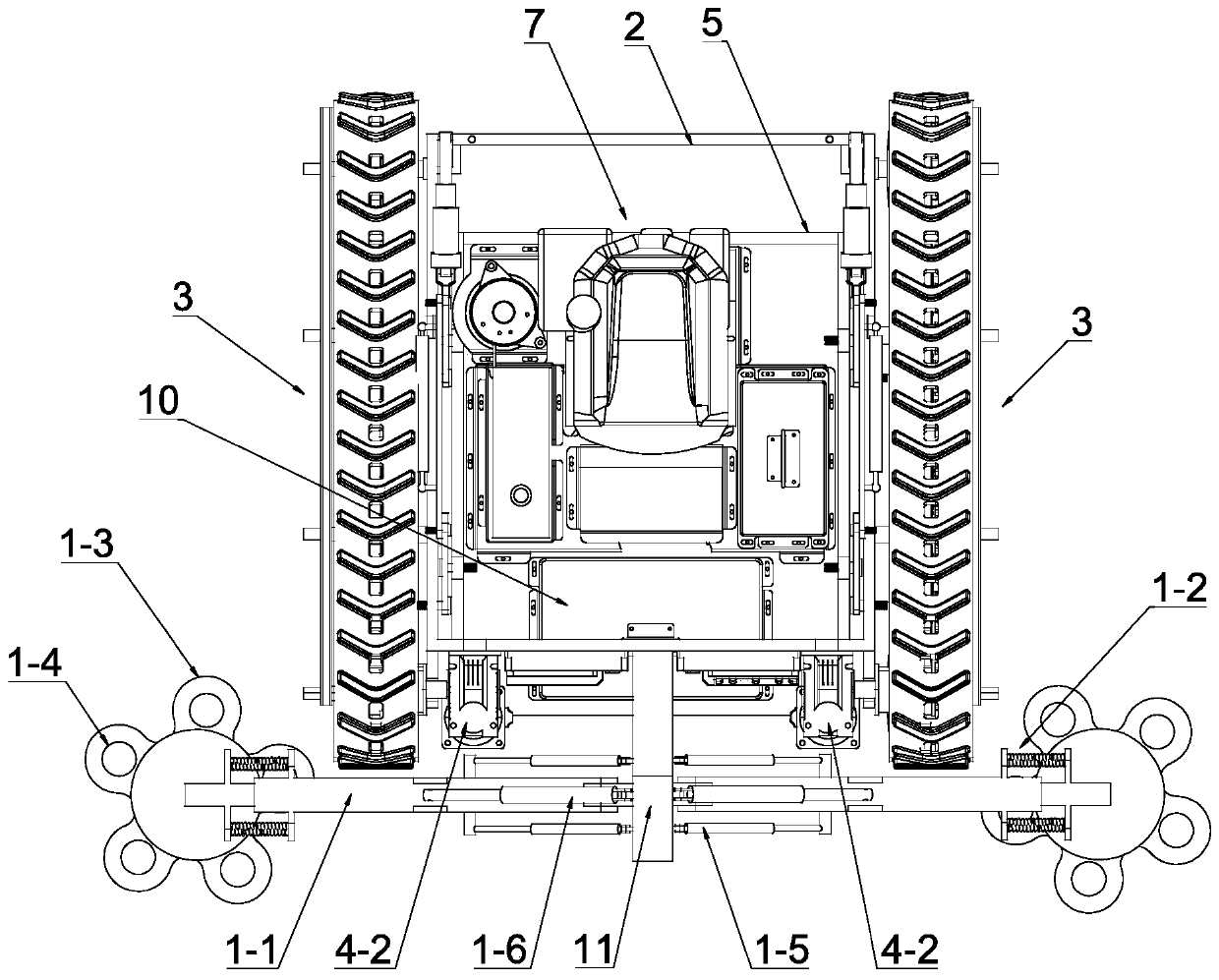 Crawler-type rear obstacle avoiding mower