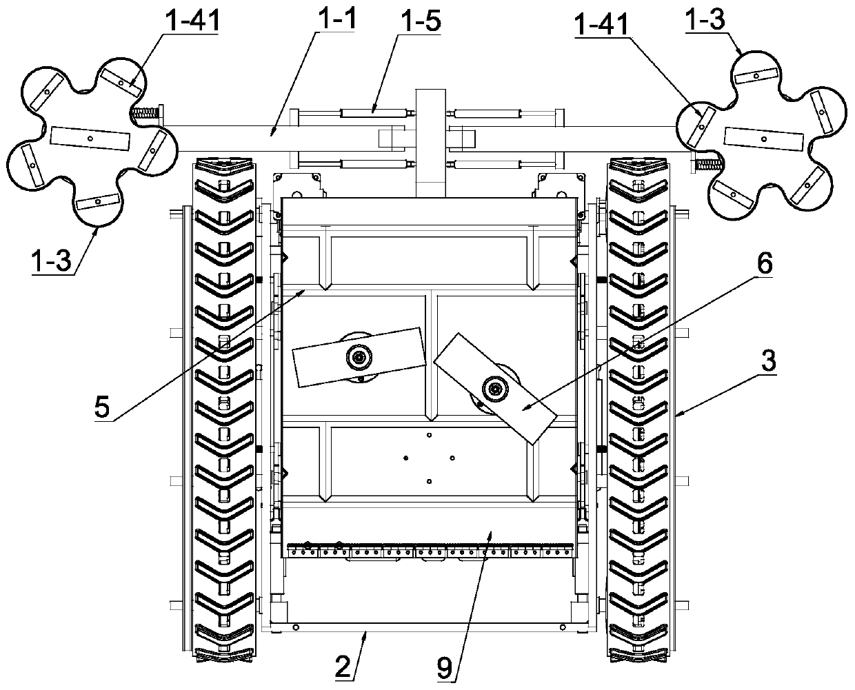 Crawler-type rear obstacle avoiding mower