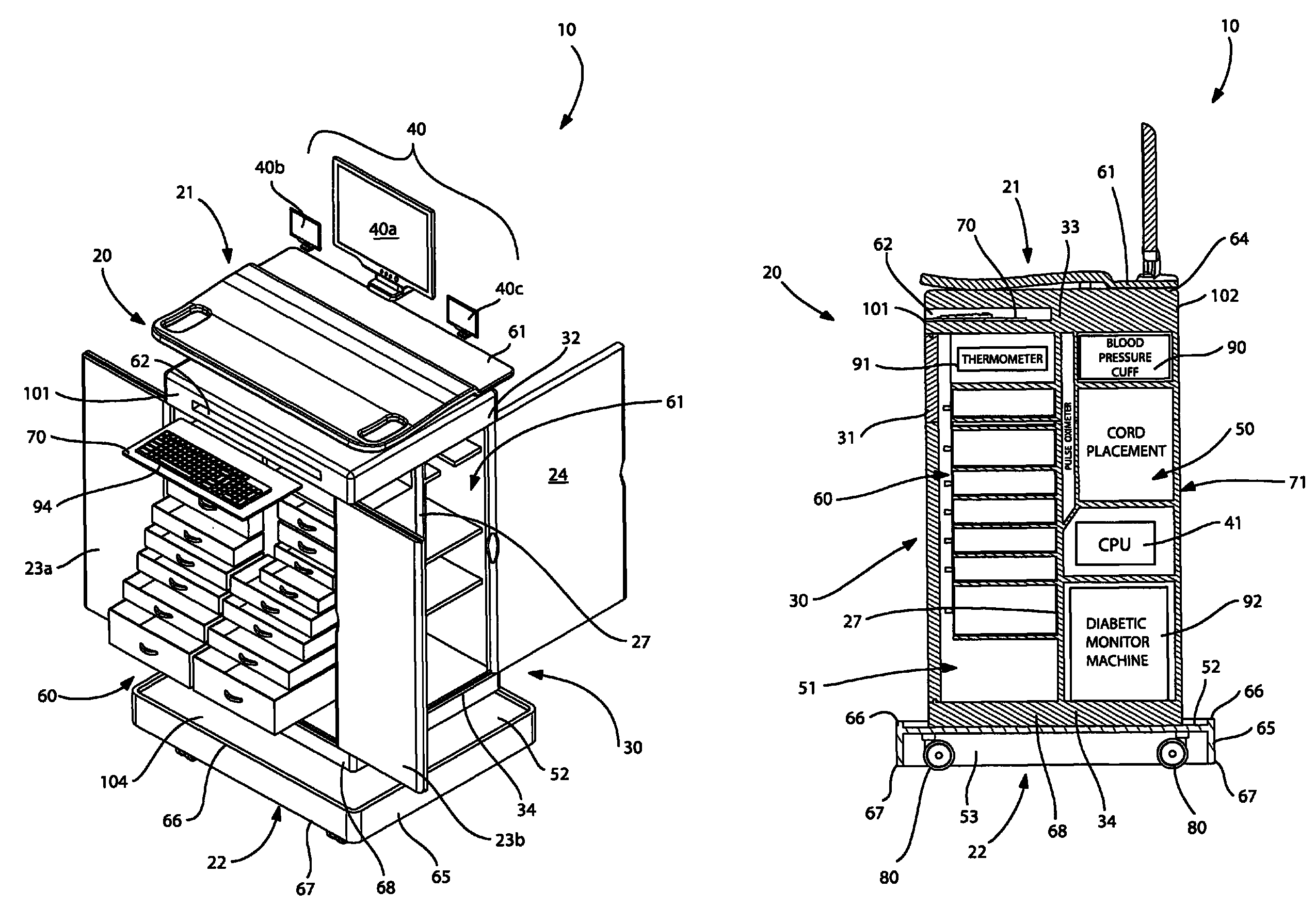 Portable nursing service cart and associated method