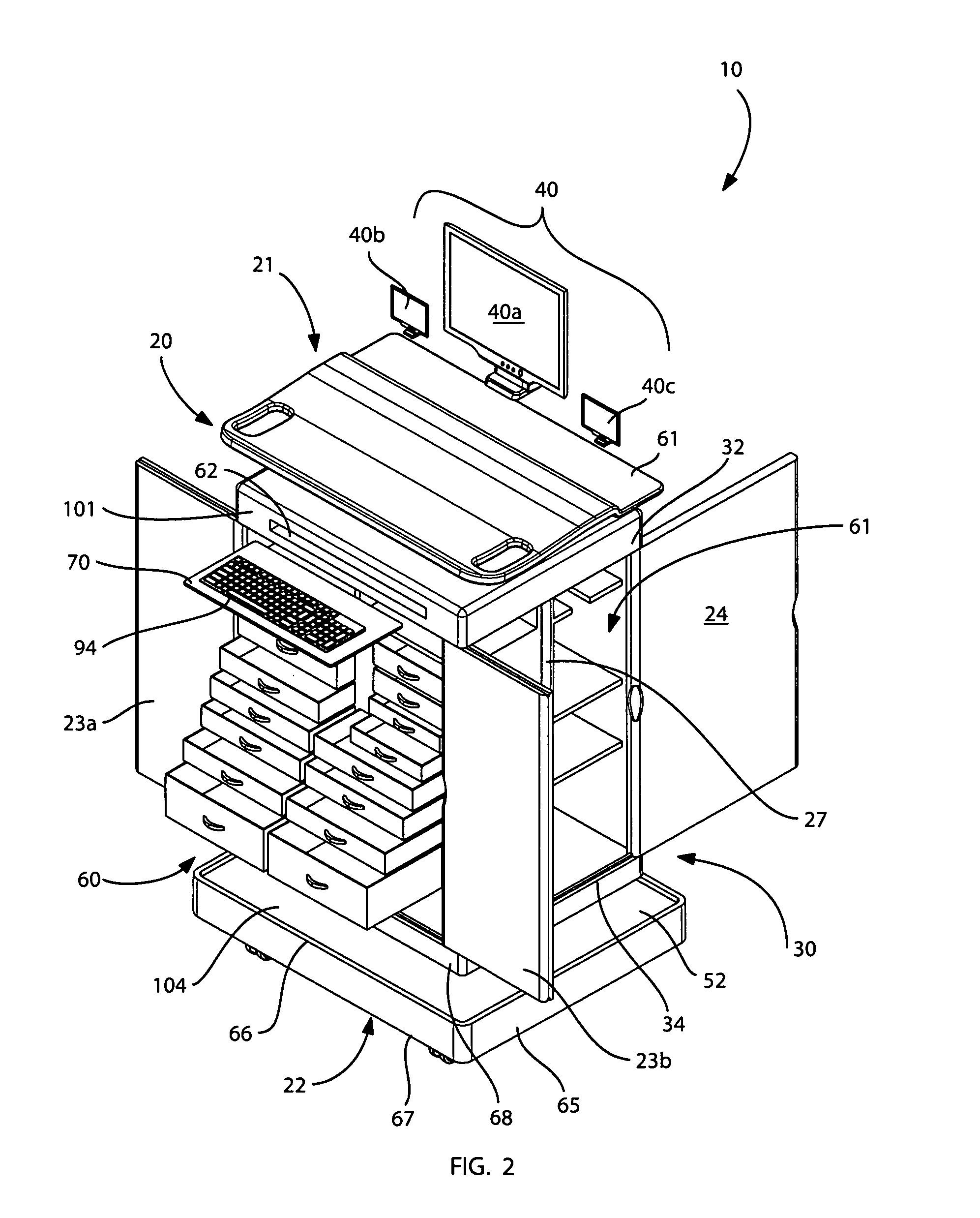 Portable nursing service cart and associated method