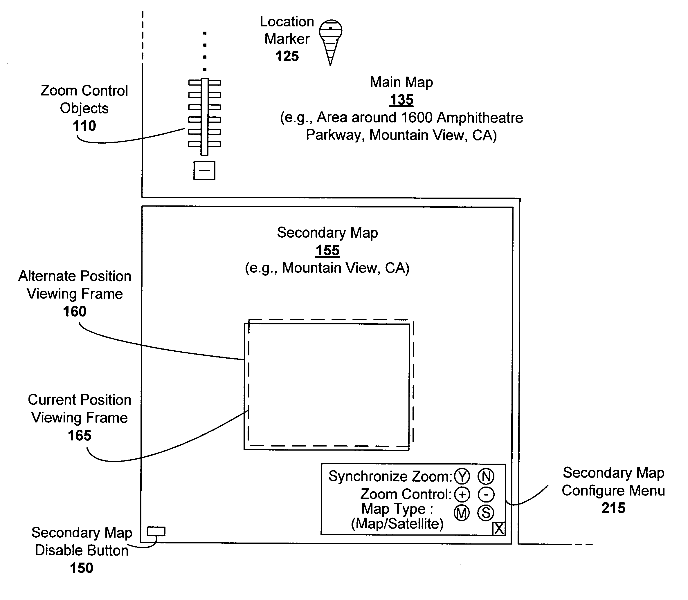 Secondary map in digital mapping system