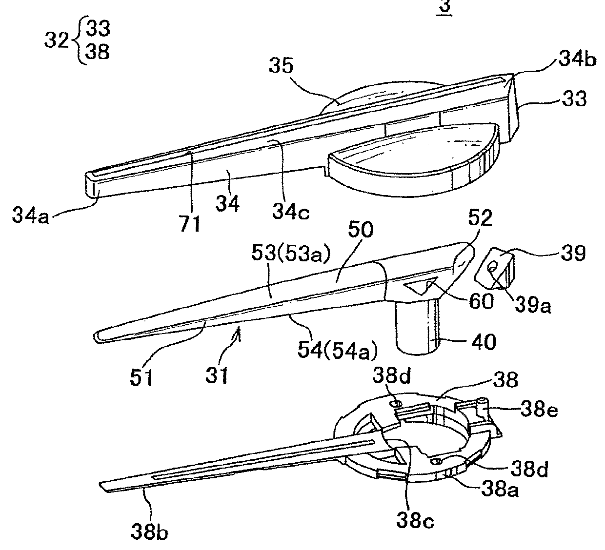 Indicator member, indicator unit and indicator instrument