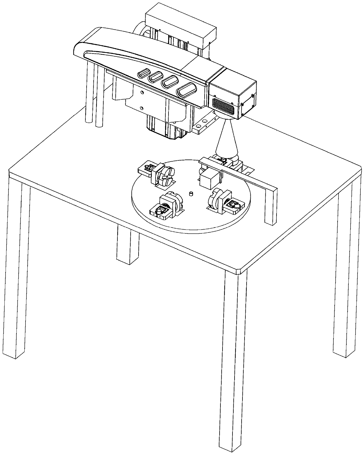 Double-sided laser marking mechanism for rapid automatic model changing of cylindrical products