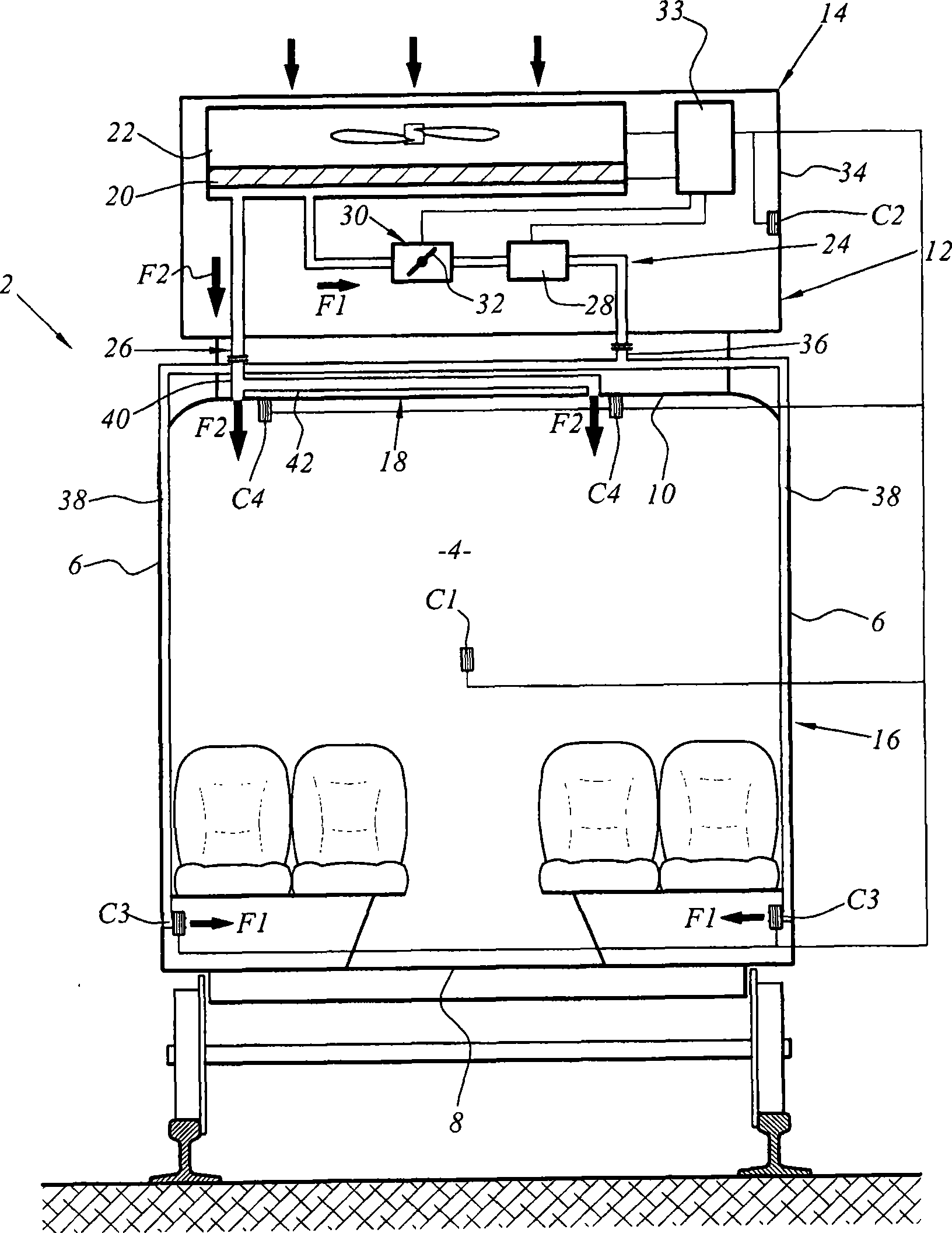 Air conditioning system for a compartment of a rail vehicle, corresponding rail vehicle and air conditioning method thereof