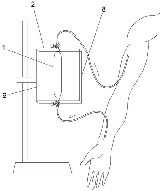 Circulating reinfusion dialysis type circulating tumor cell in-vitro magnetic filtering device