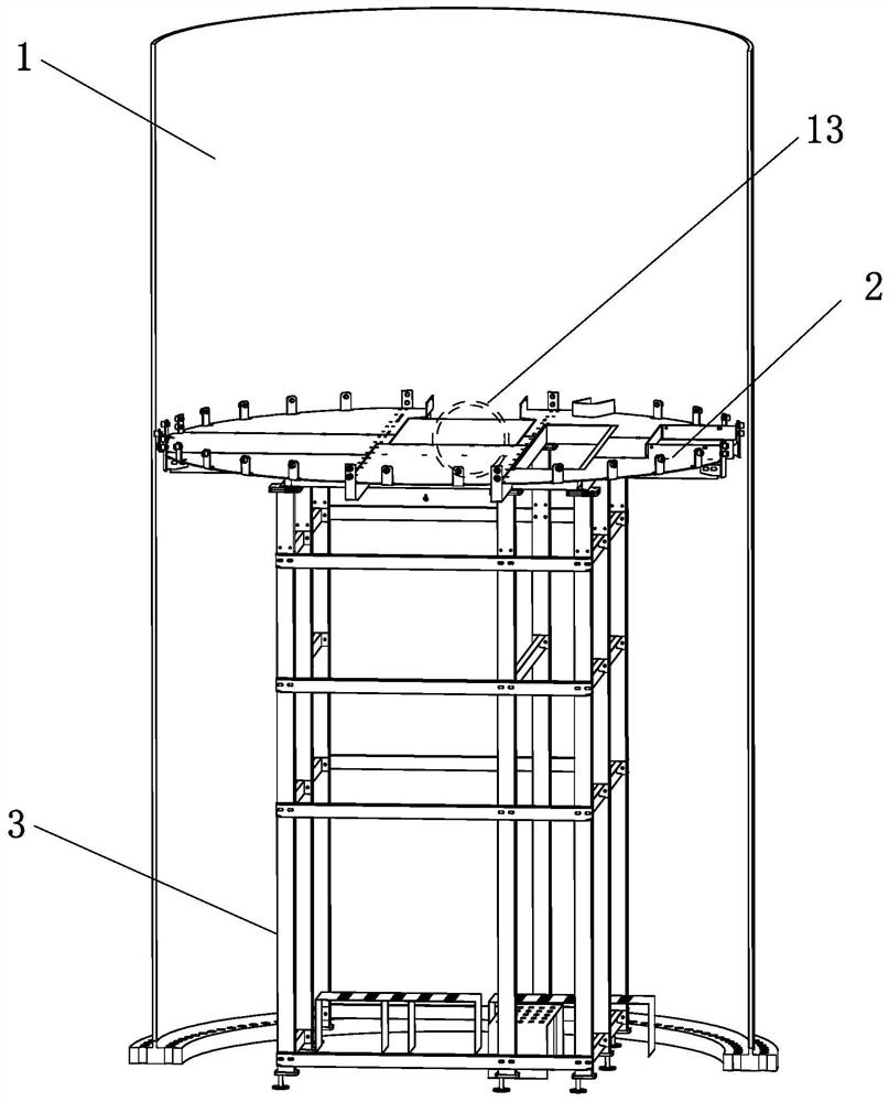 Bottom tower with pre-installed bottom platform and installation method thereof