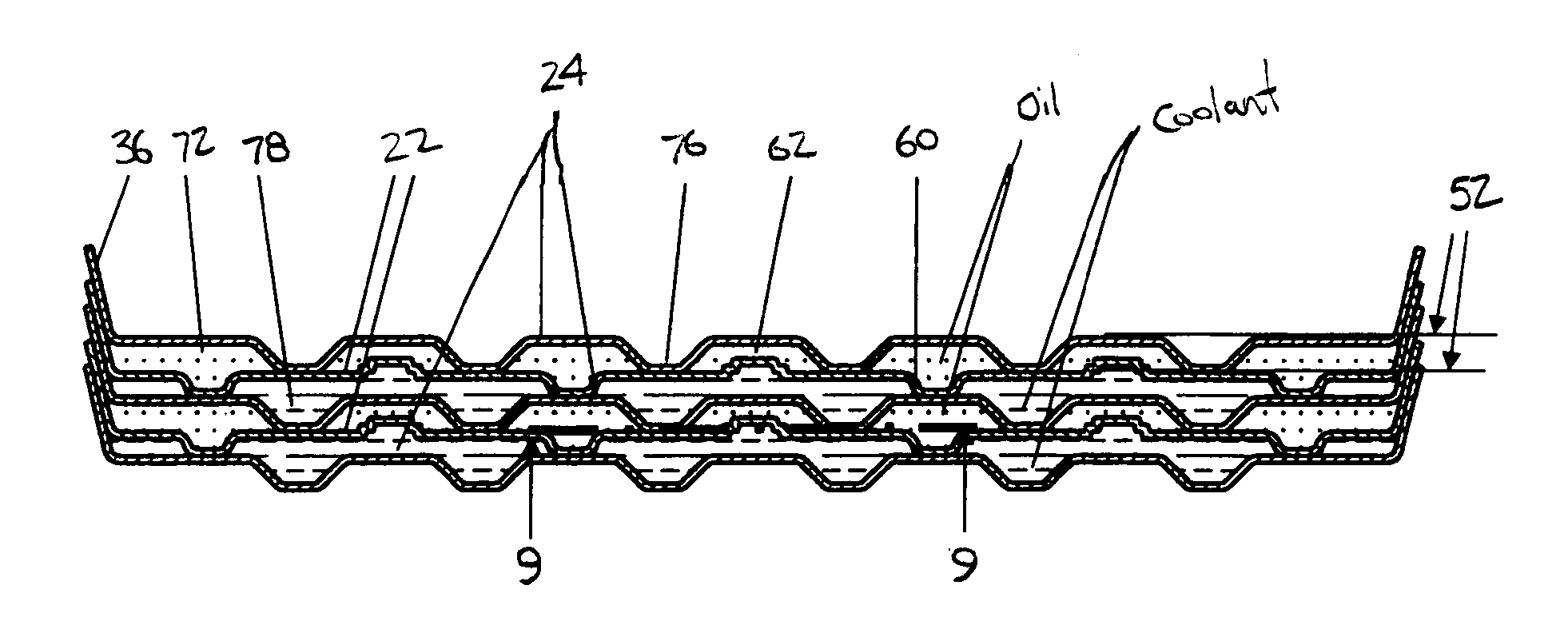 Heat exchanger with plate projections