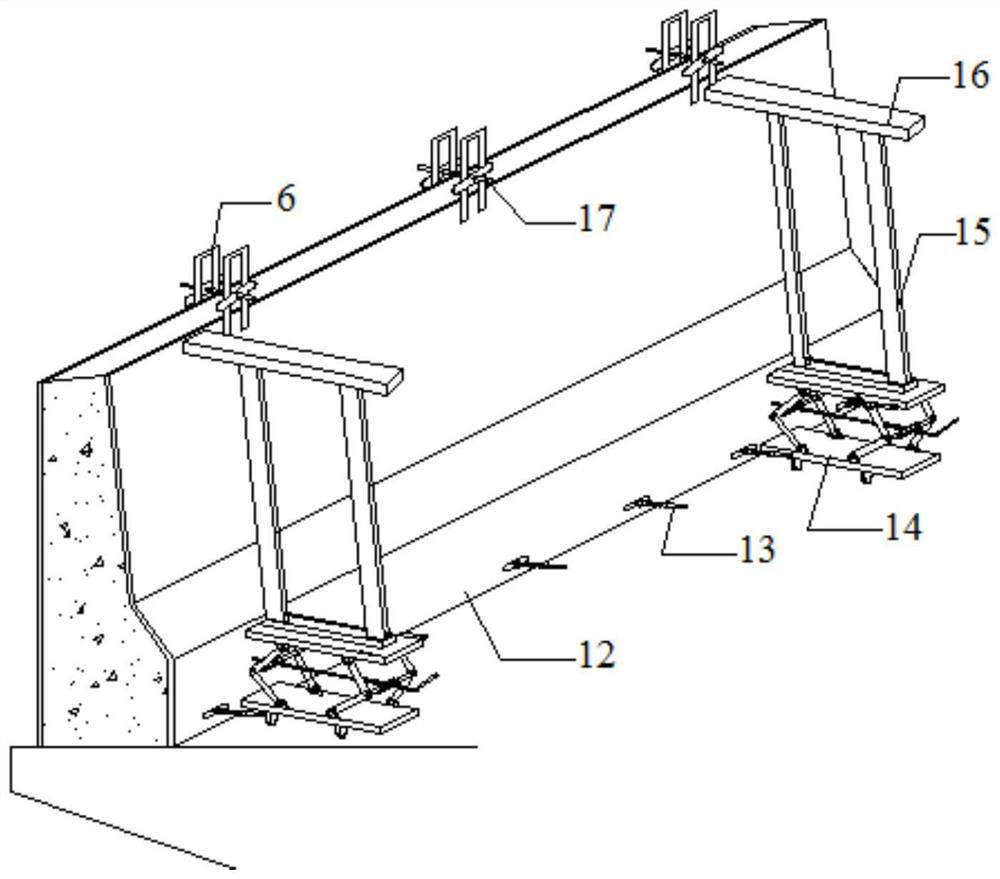 Bridge cast-in-place concrete anti-collision guardrail construction device and method