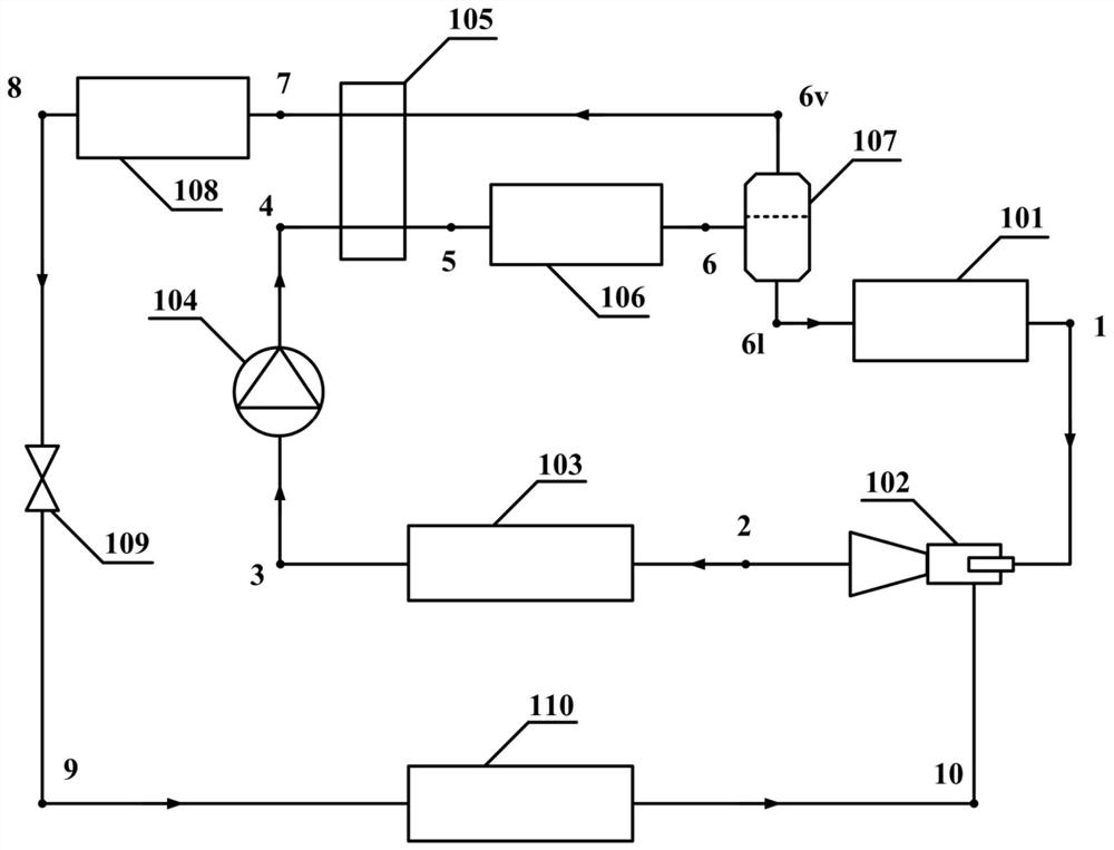 Flash separation injection refrigeration cycle system and working method using mixed refrigerant