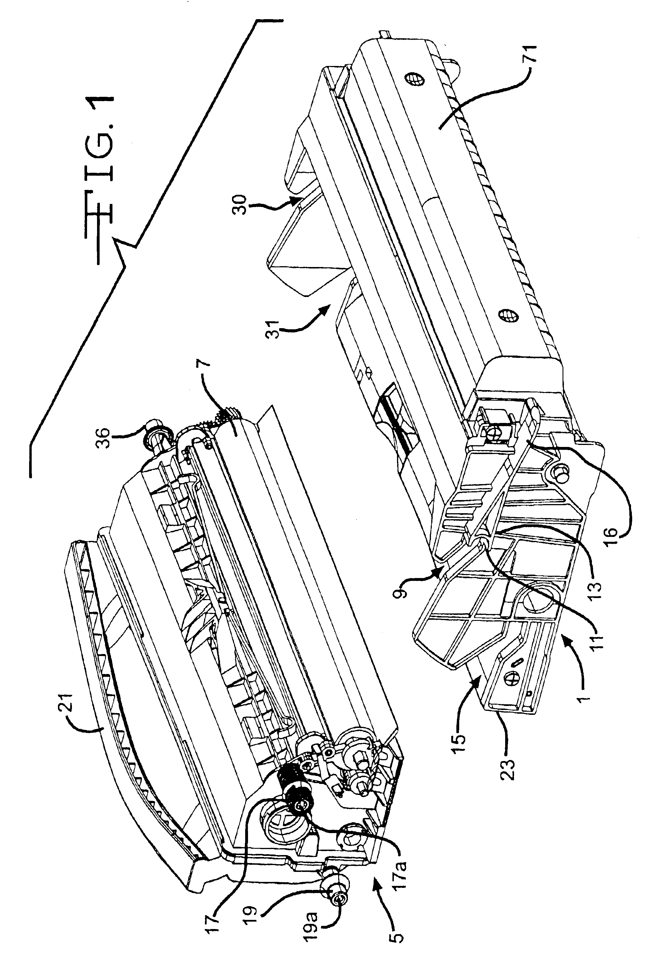 Coupling mechanism for a two piece printer cartridge