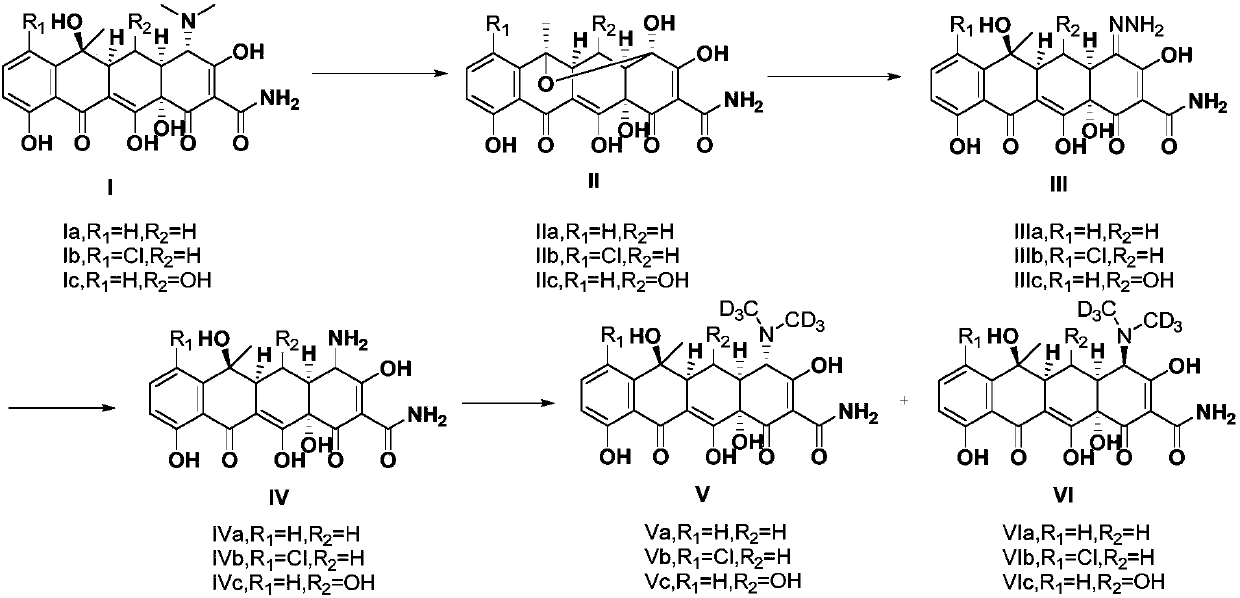 Method for preparing deuterated internal standard substances of tetracyclines and epimers thereof