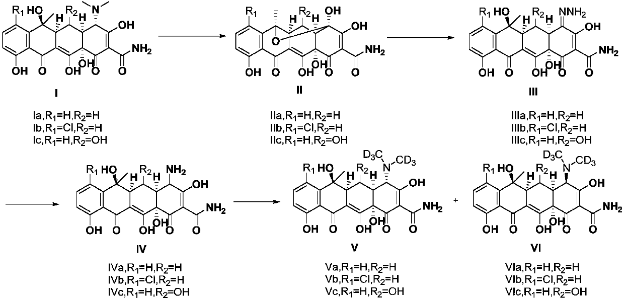 Method for preparing deuterated internal standard substances of tetracyclines and epimers thereof